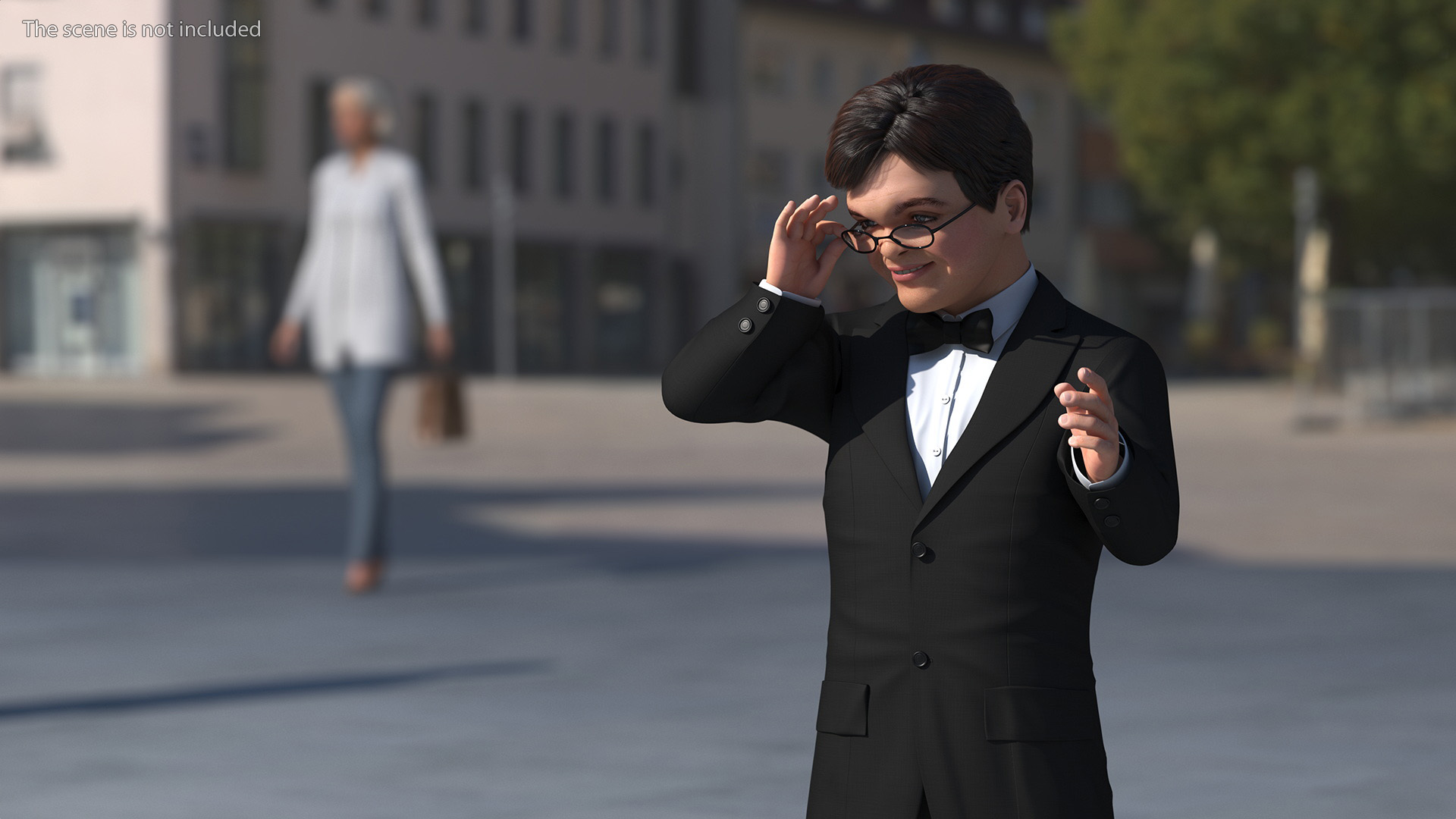 3D model Character Dwarf Man Wearing Formal Suit Rigged for Cinema 4D