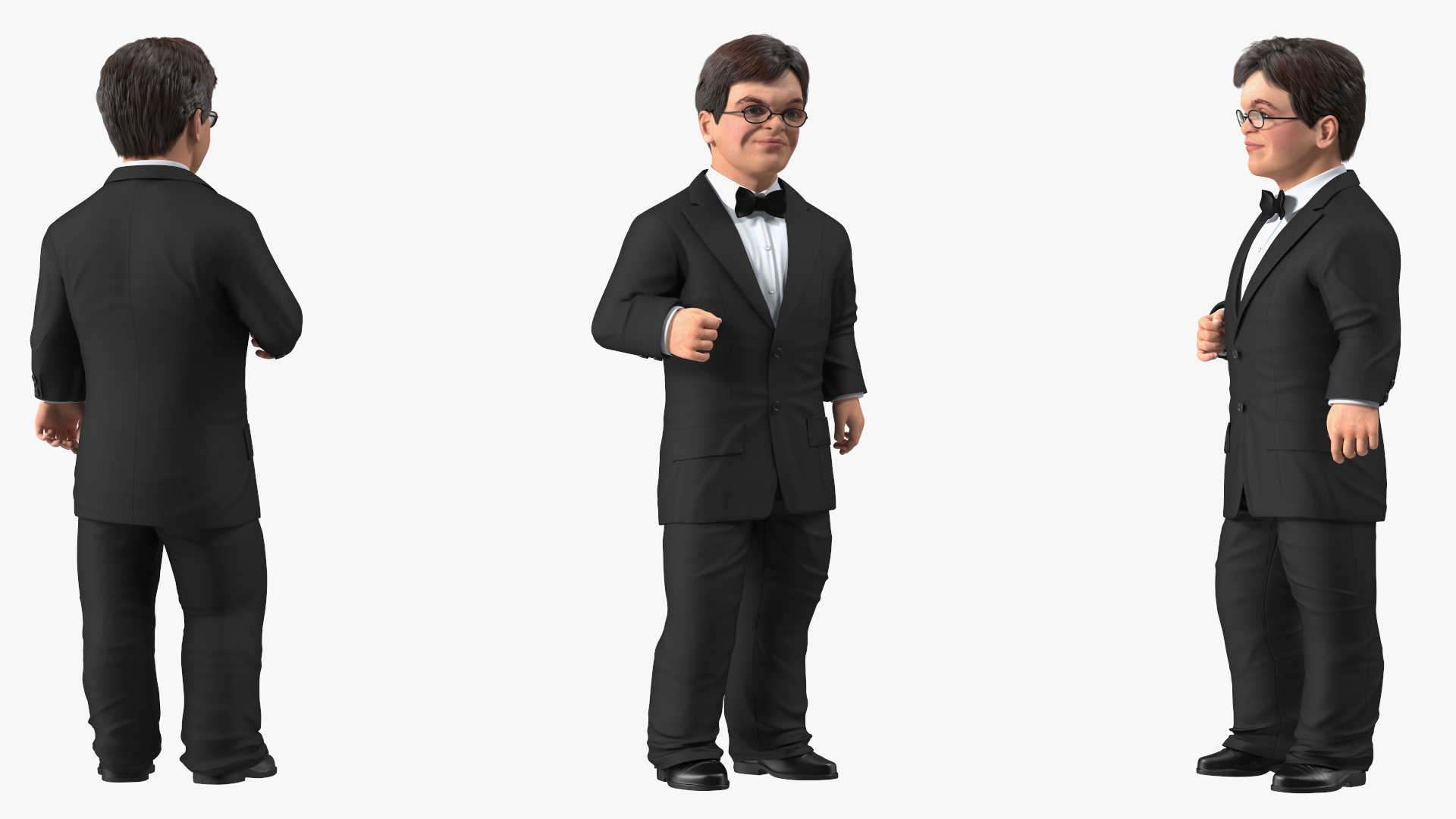 3D model Character Dwarf Man Wearing Formal Suit Rigged for Cinema 4D