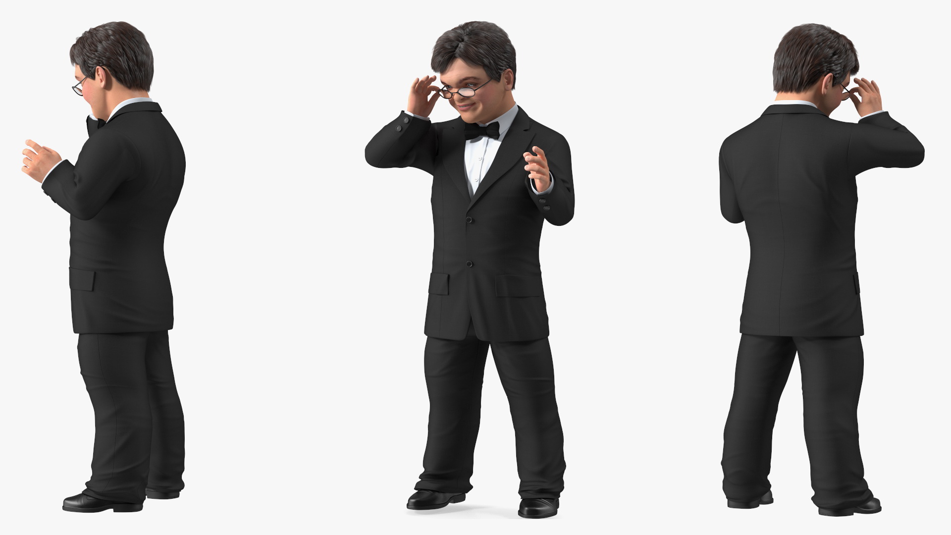 3D model Character Dwarf Man Wearing Formal Suit Rigged for Cinema 4D