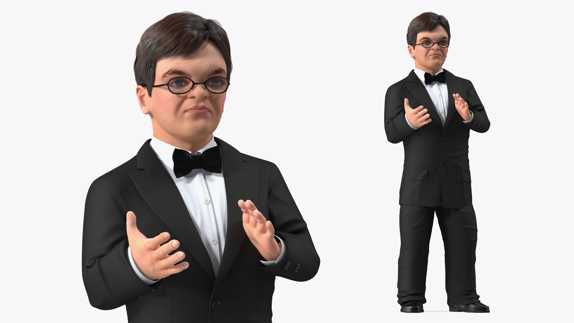 3D model Character Dwarf Man Wearing Formal Suit Rigged for Cinema 4D