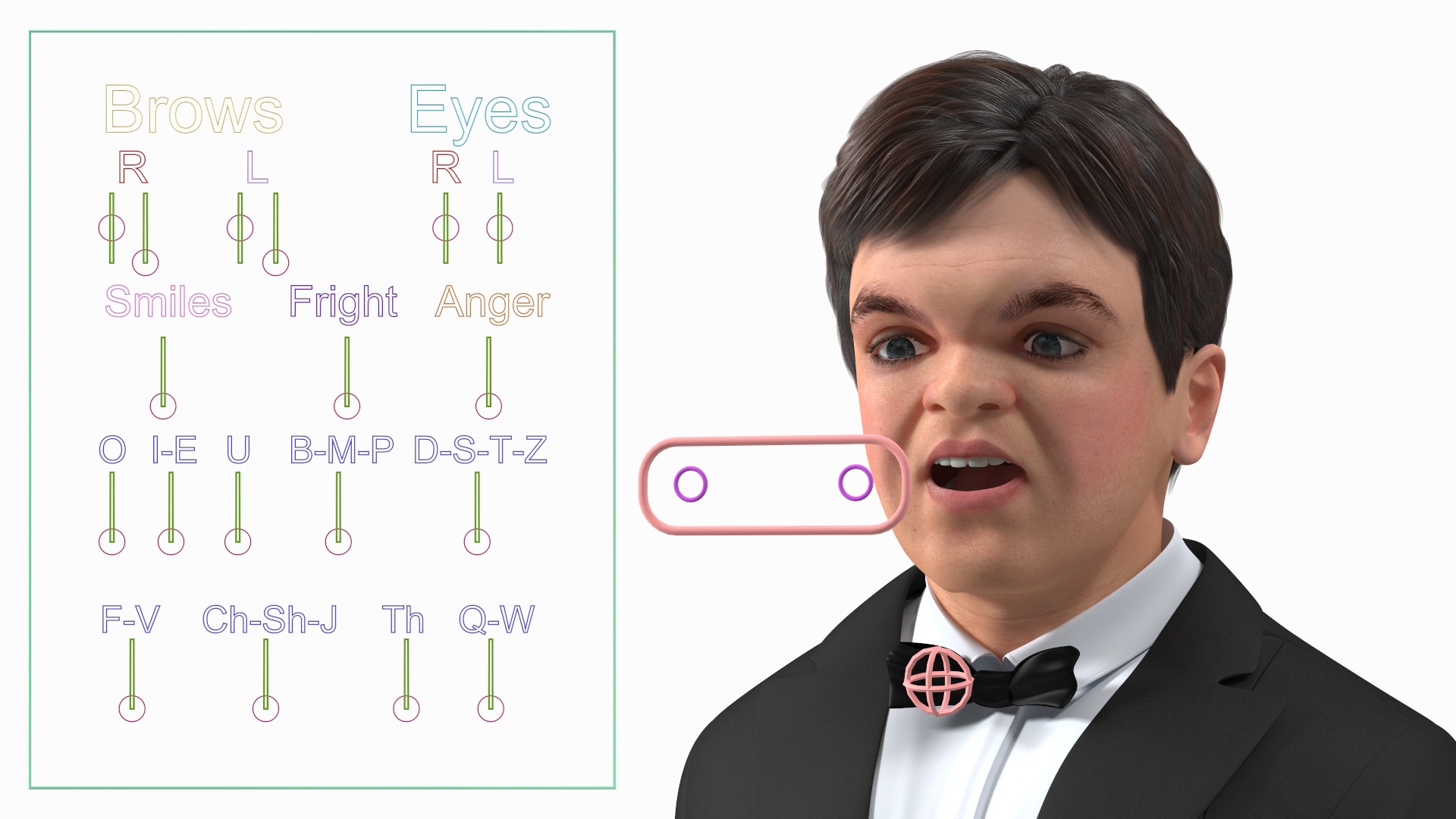 3D model Character Dwarf Man Wearing Formal Suit Rigged for Cinema 4D