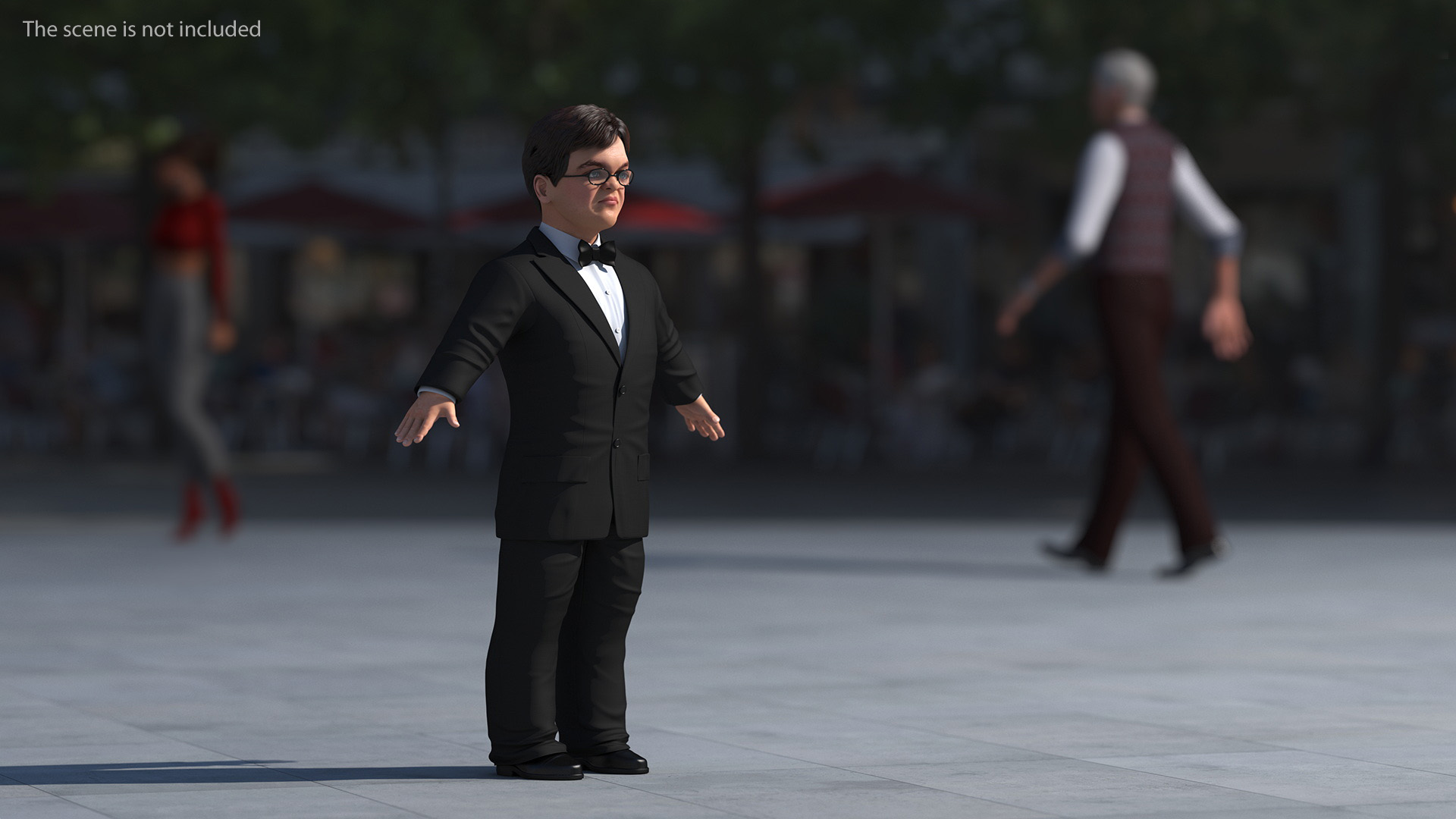 3D model Character Dwarf Man Wearing Formal Suit Rigged for Cinema 4D