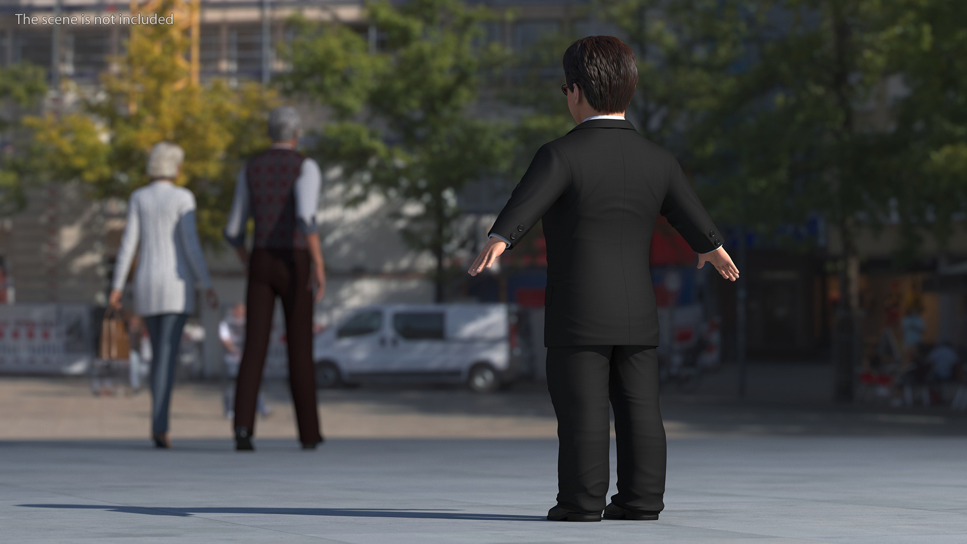 3D model Character Dwarf Man Wearing Formal Suit Rigged for Cinema 4D