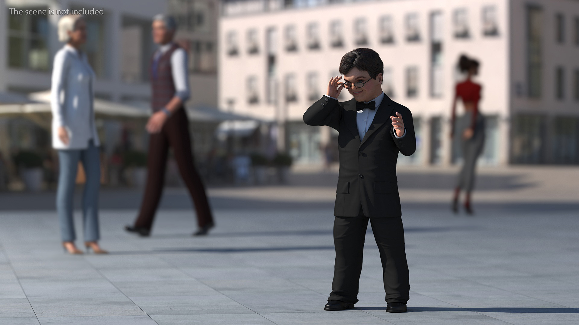 3D model Character Dwarf Man Wearing Formal Suit Rigged for Cinema 4D