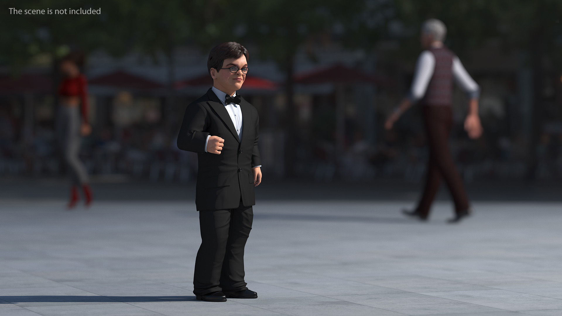 3D model Character Dwarf Man Wearing Formal Suit Rigged for Cinema 4D
