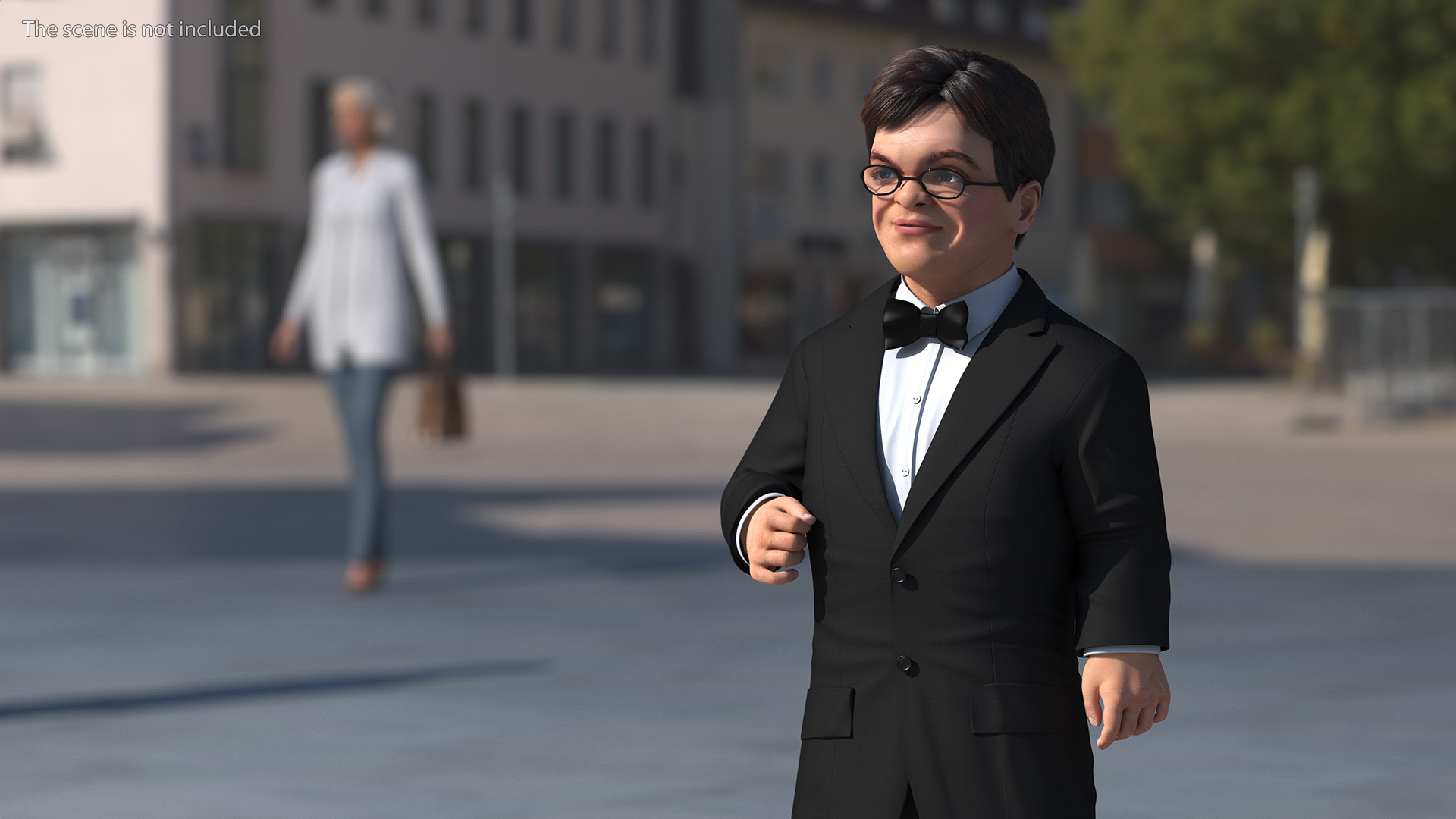 3D model Character Dwarf Man Wearing Formal Suit Rigged for Cinema 4D