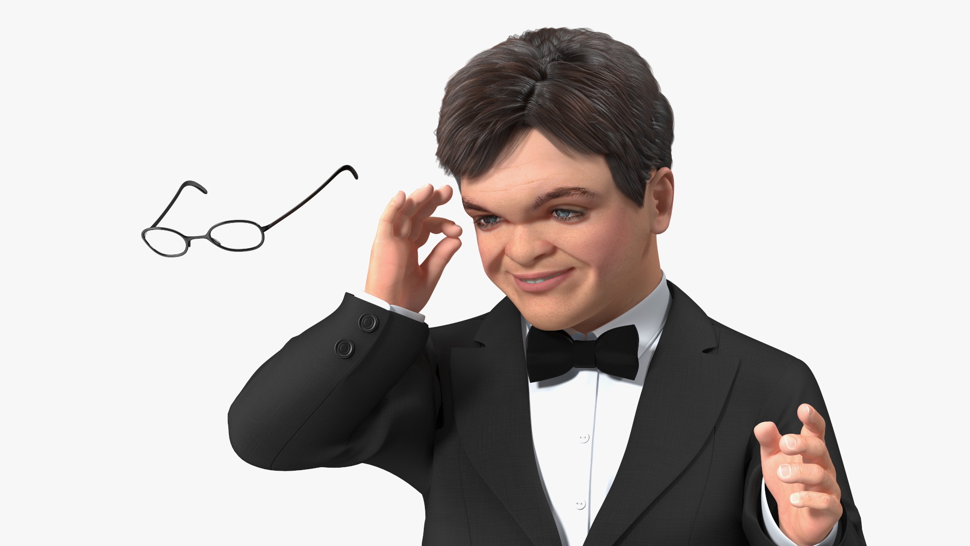 3D model Character Dwarf Man Wearing Formal Suit Rigged for Cinema 4D