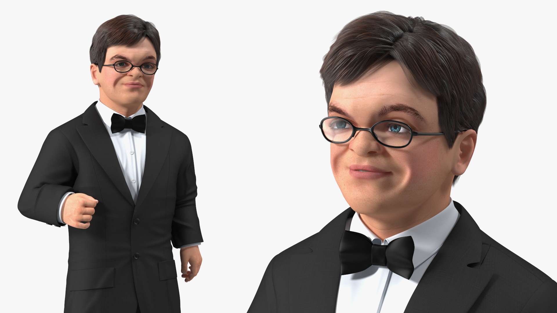3D model Character Dwarf Man Wearing Formal Suit Rigged for Cinema 4D