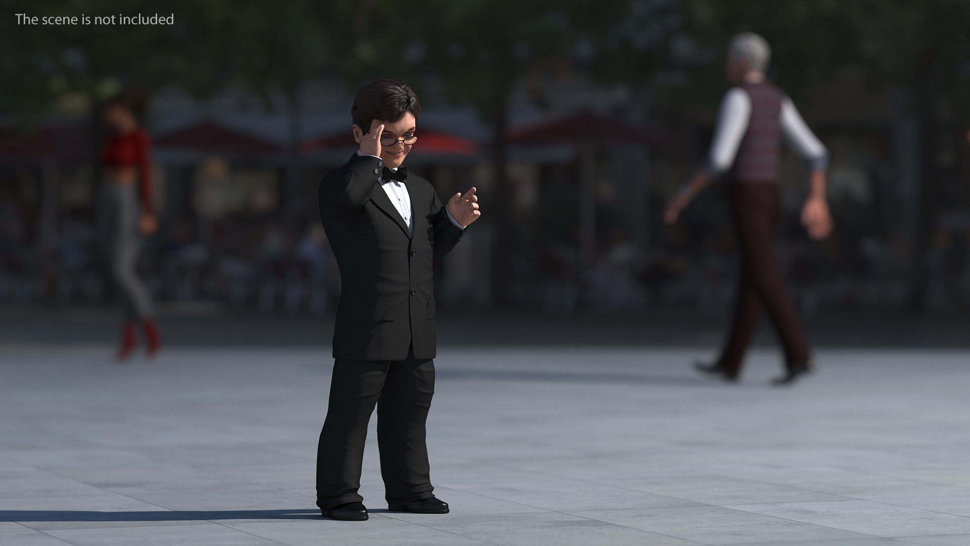 3D model Character Dwarf Man Wearing Formal Suit Rigged for Cinema 4D