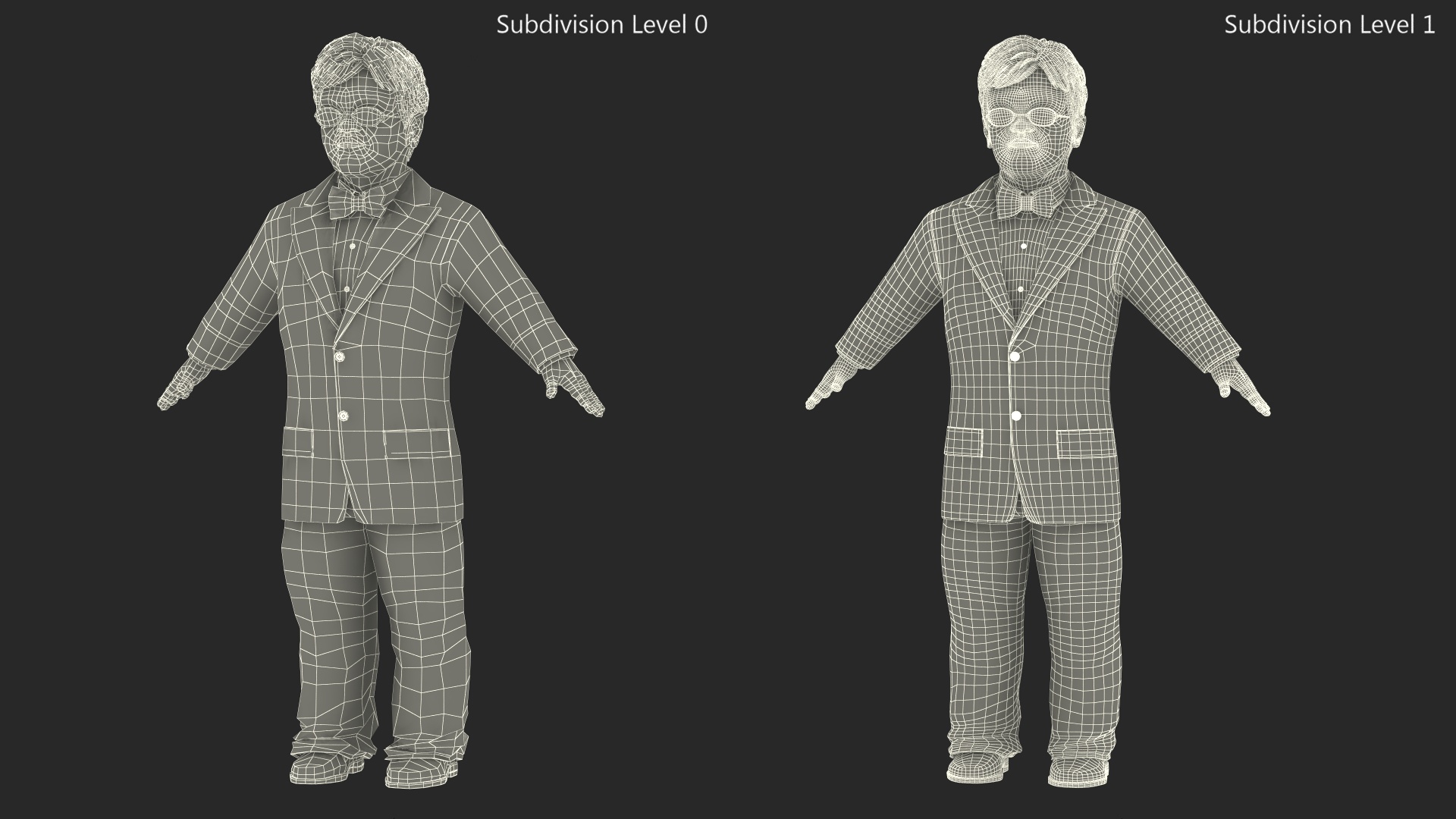 3D model Character Dwarf Man Wearing Formal Suit Rigged for Cinema 4D