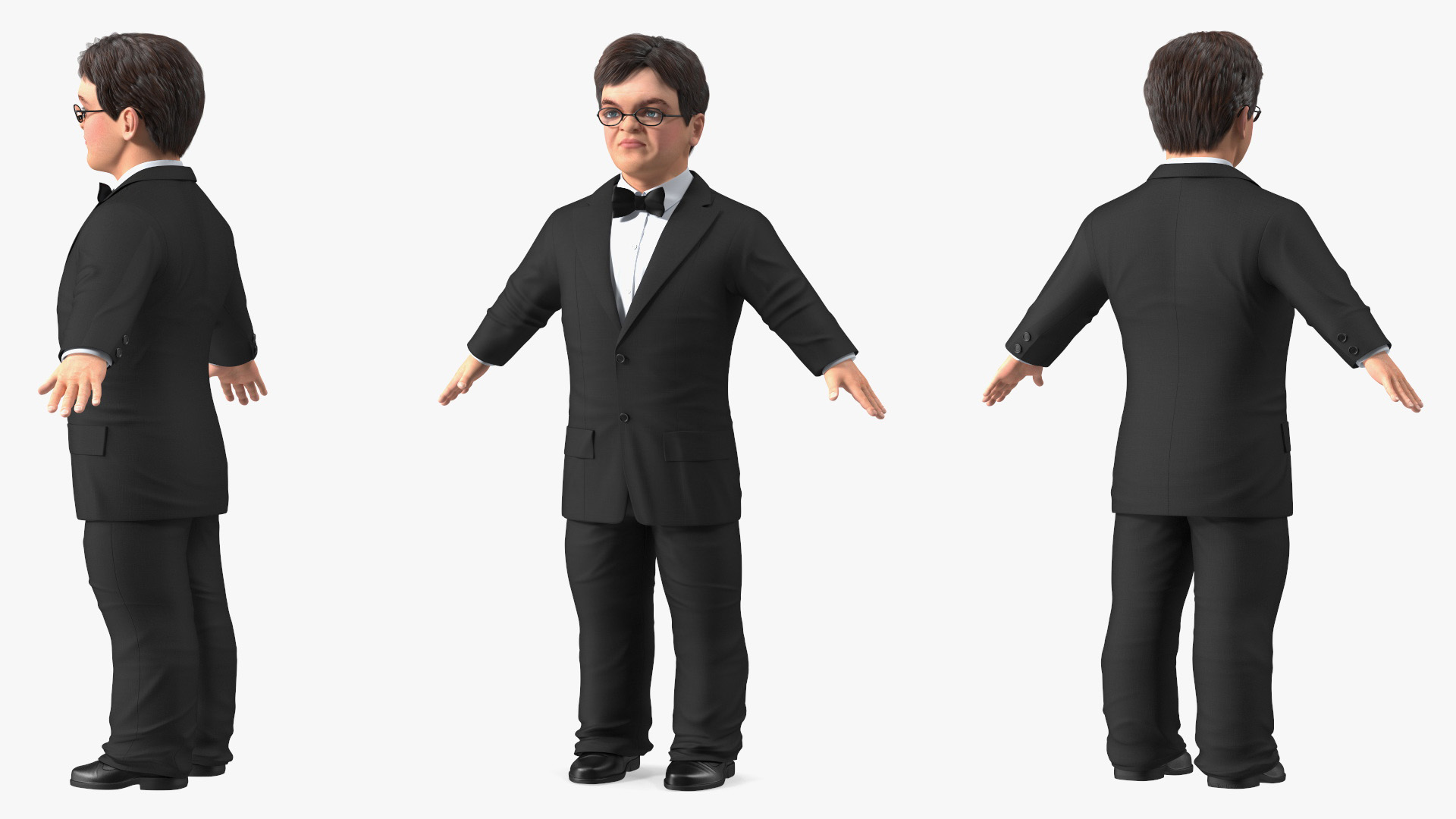 3D model Character Dwarf Man Wearing Formal Suit Rigged for Cinema 4D