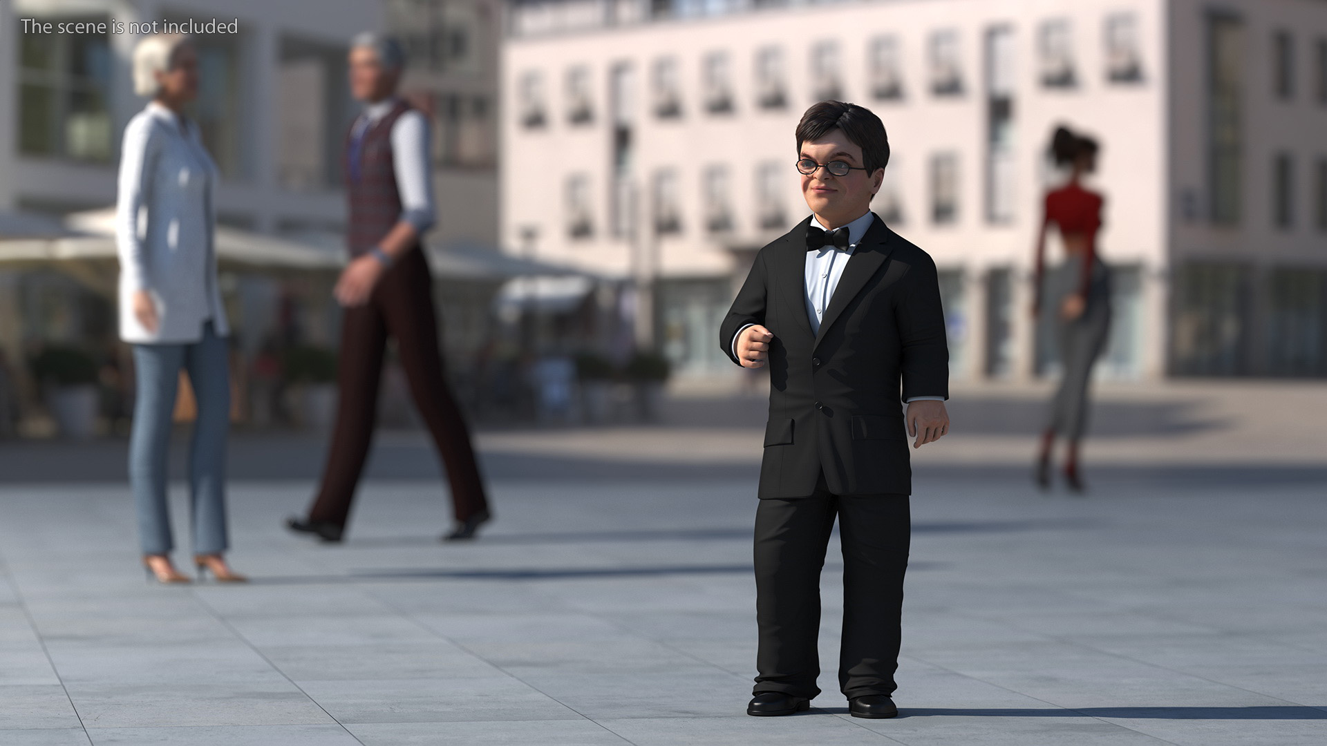 3D model Character Dwarf Man Wearing Formal Suit Rigged for Cinema 4D