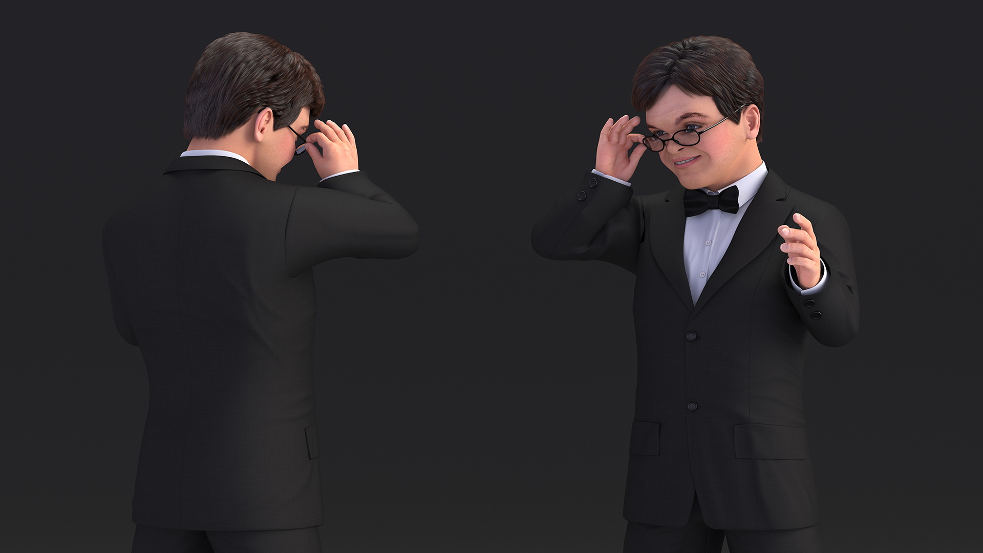 3D model Character Dwarf Man Wearing Formal Suit Rigged for Cinema 4D