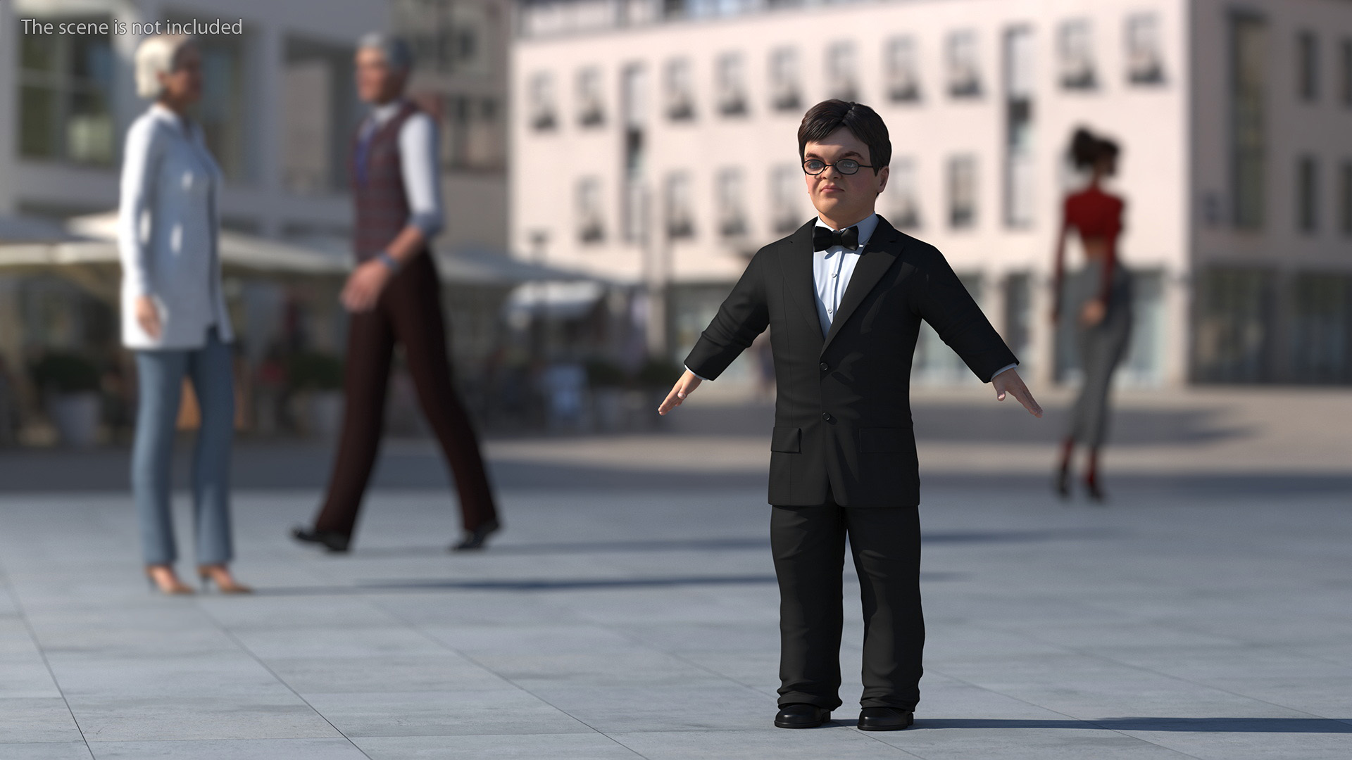 3D model Character Dwarf Man Wearing Formal Suit Rigged for Cinema 4D
