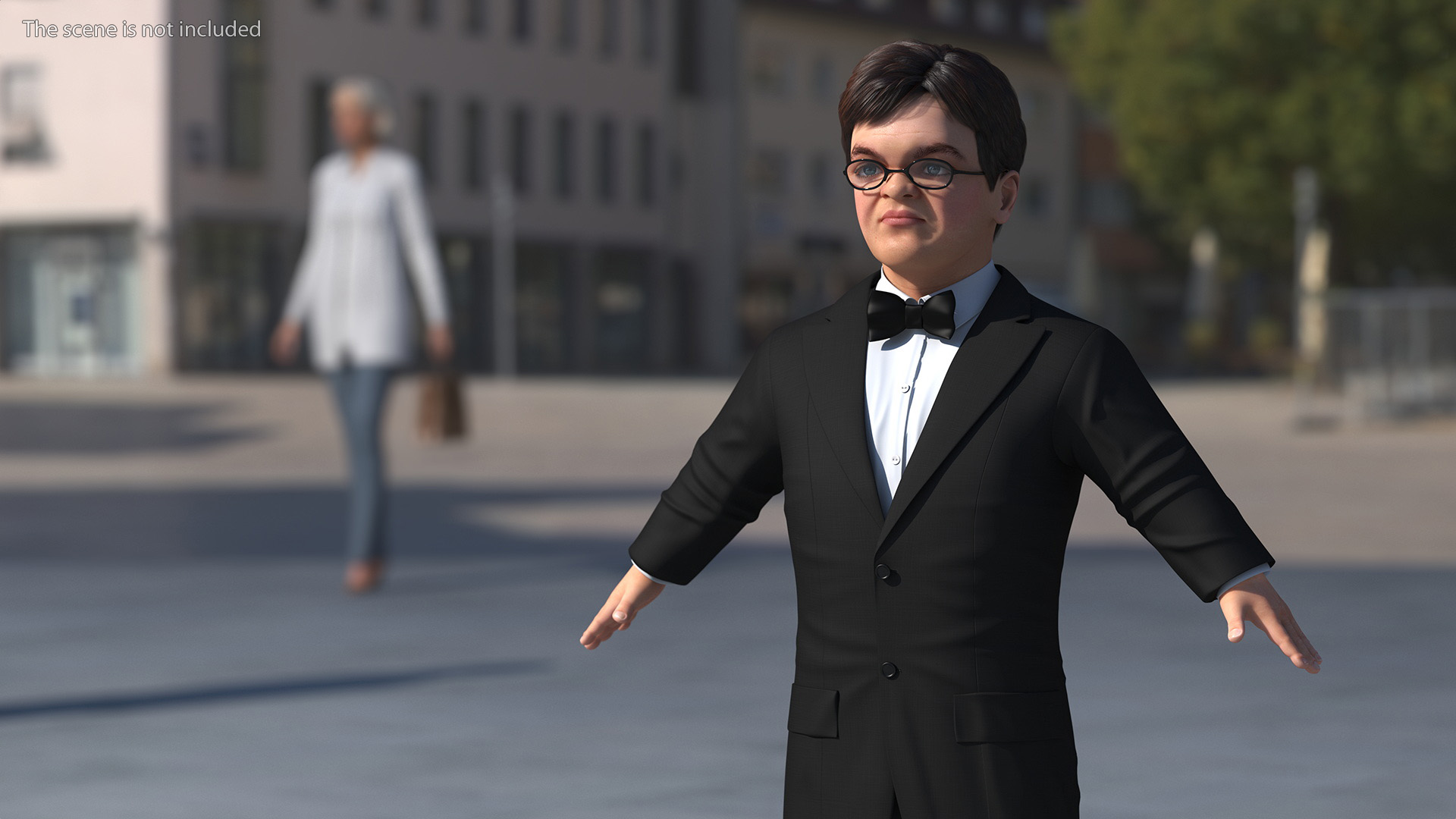 3D model Character Dwarf Man Wearing Formal Suit Rigged for Cinema 4D