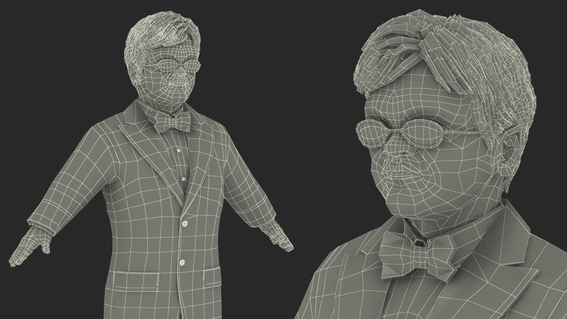 3D model Character Dwarf Man Wearing Formal Suit Rigged for Cinema 4D