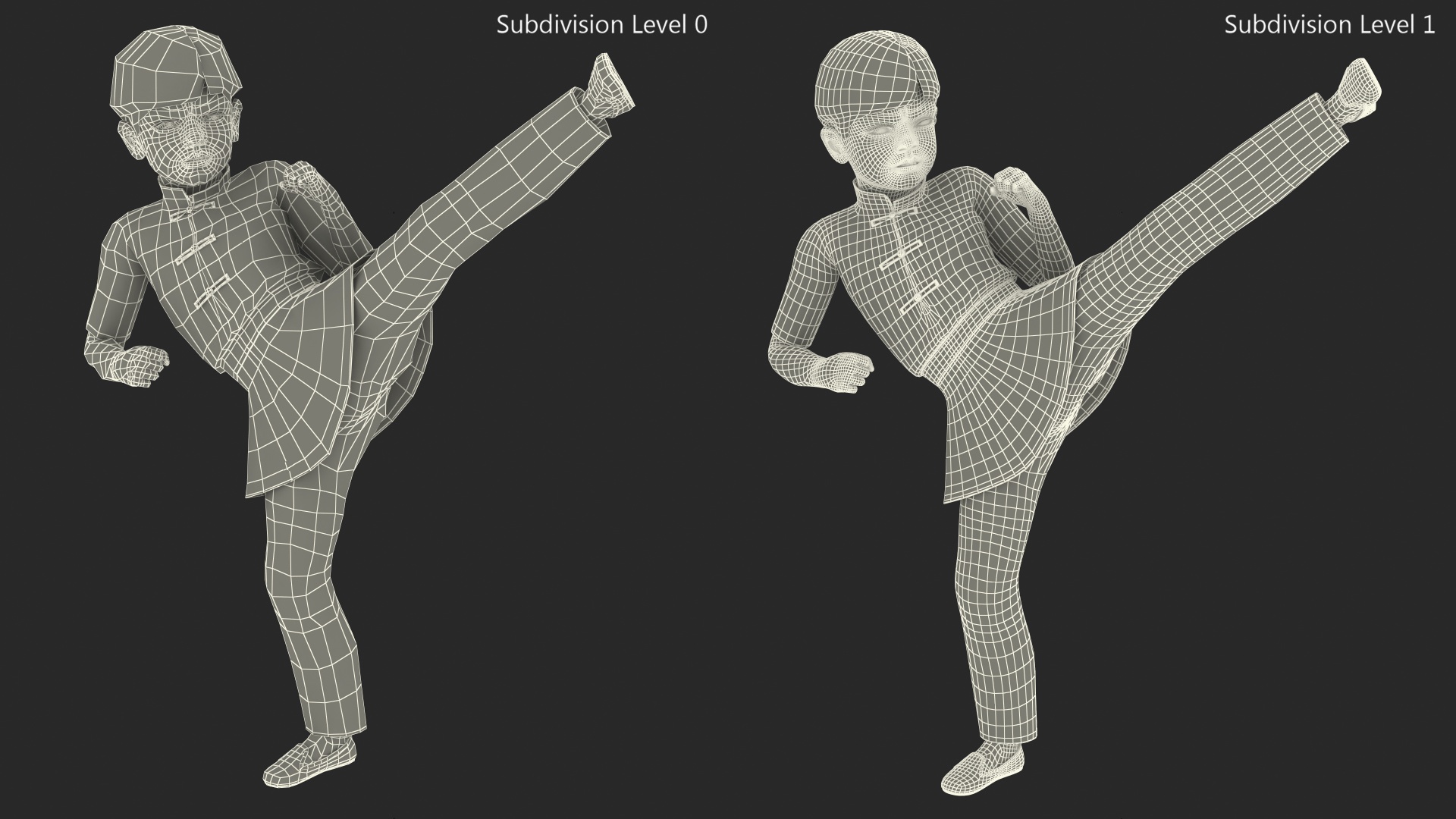 3D Asian Child Boy Kung Fu Kick model