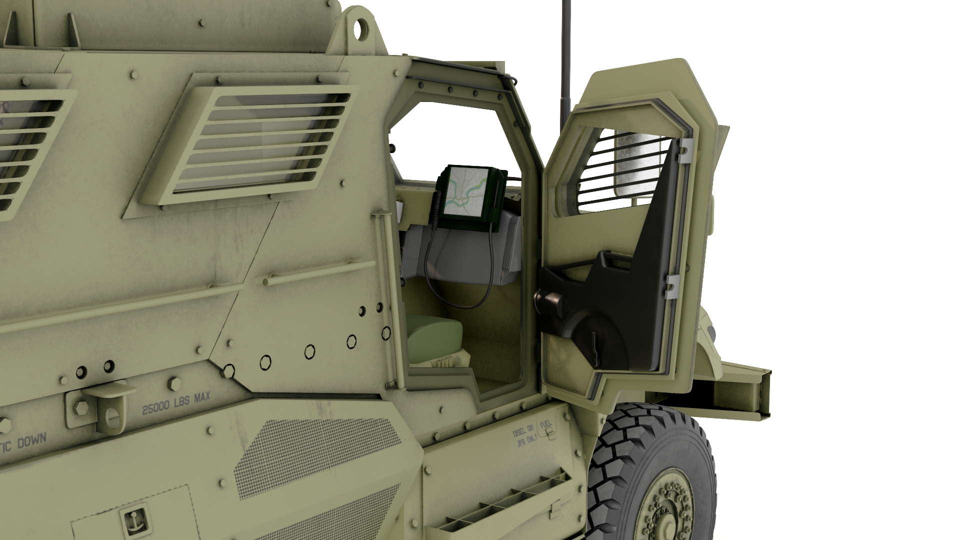 Military Armored Vehicle Green with Soldiers 3D model