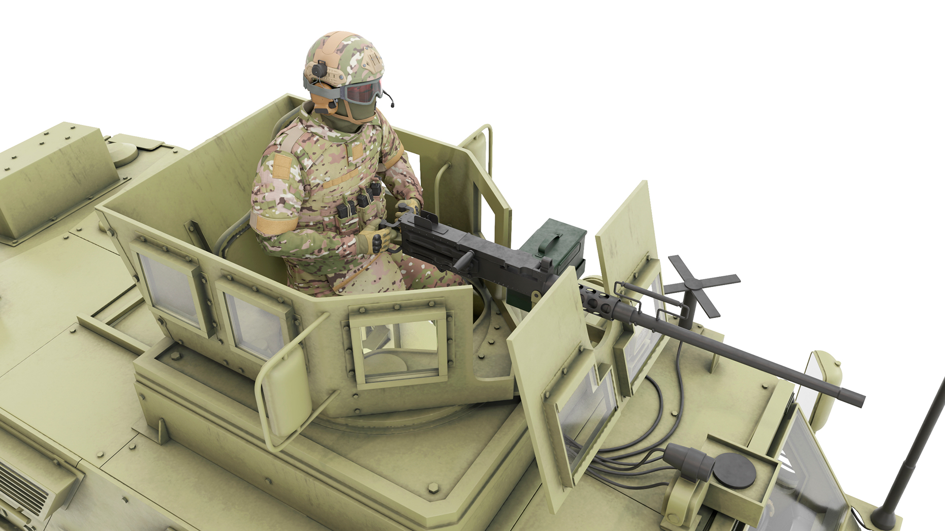 Military Armored Vehicle Green with Soldiers 3D model