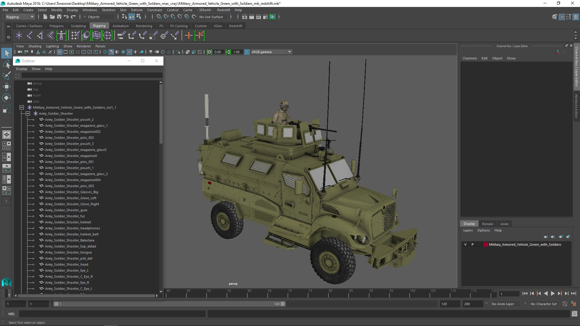 Military Armored Vehicle Green with Soldiers 3D model
