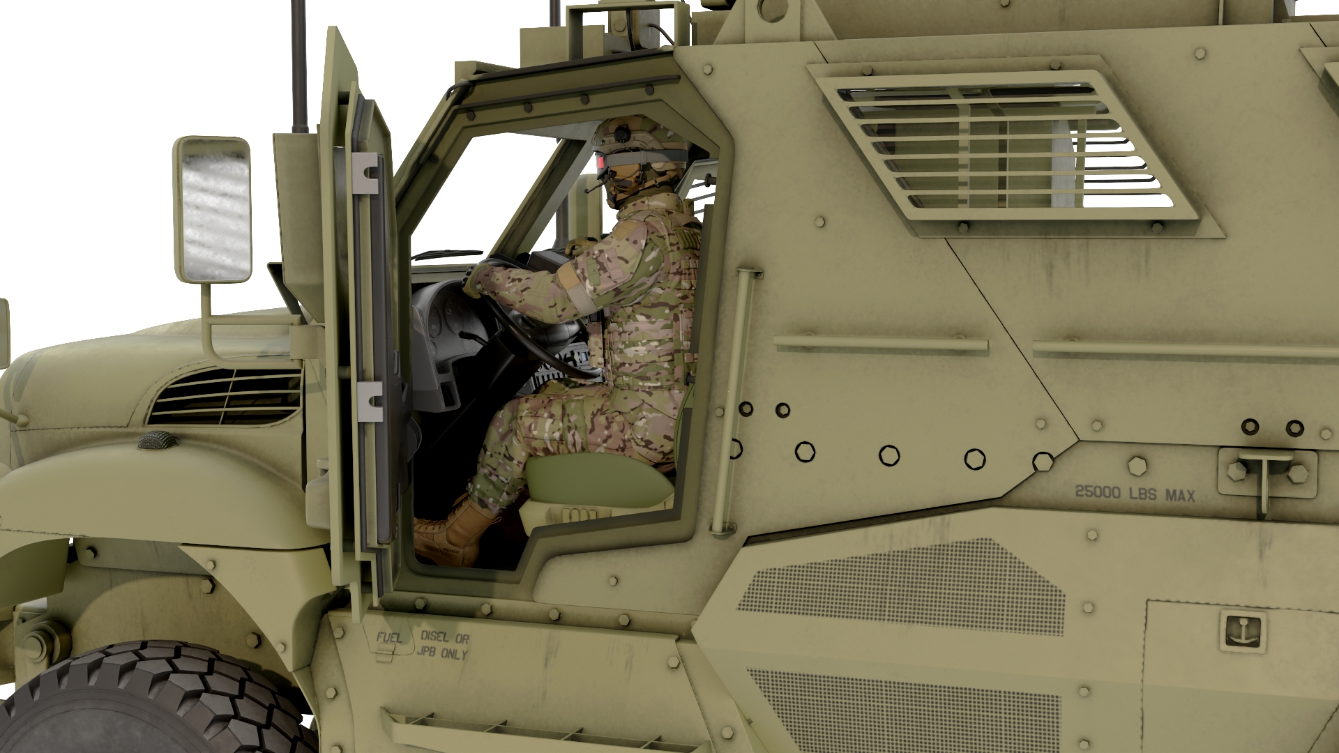 Military Armored Vehicle Green with Soldiers 3D model
