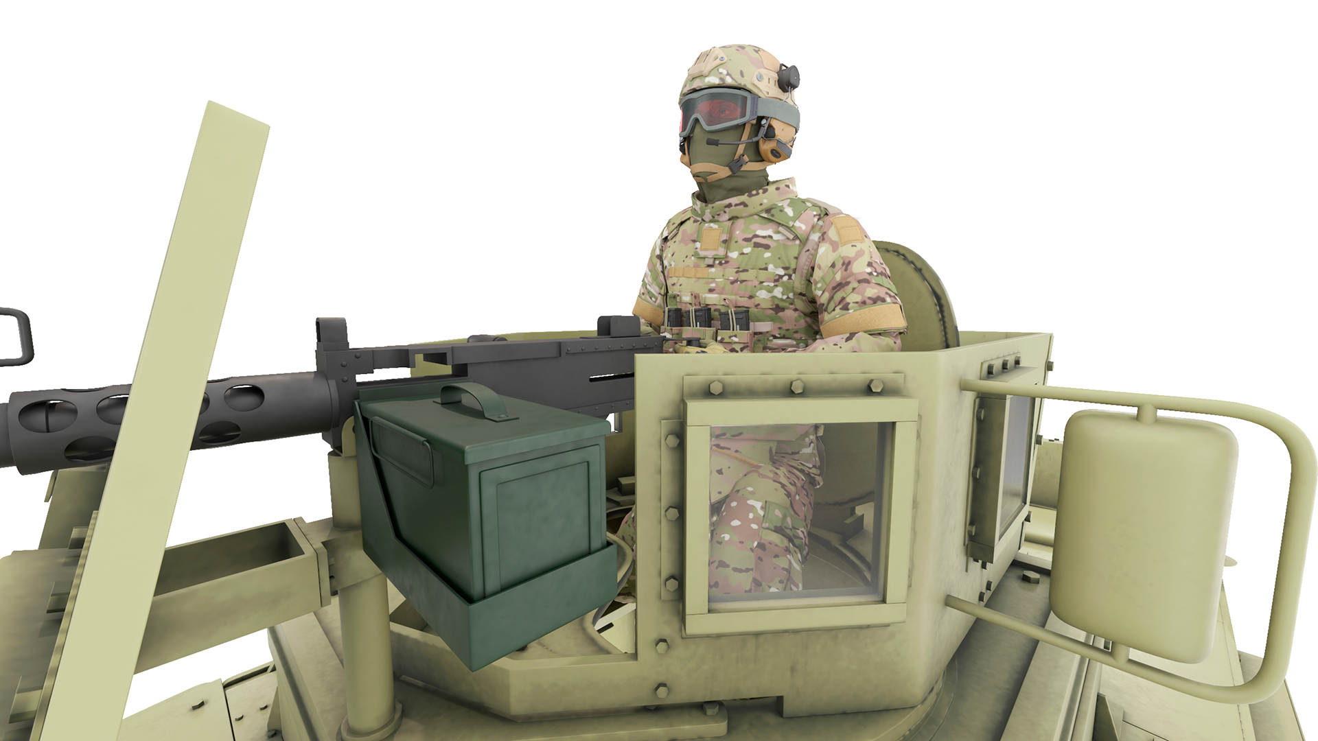 Military Armored Vehicle Green with Soldiers 3D model