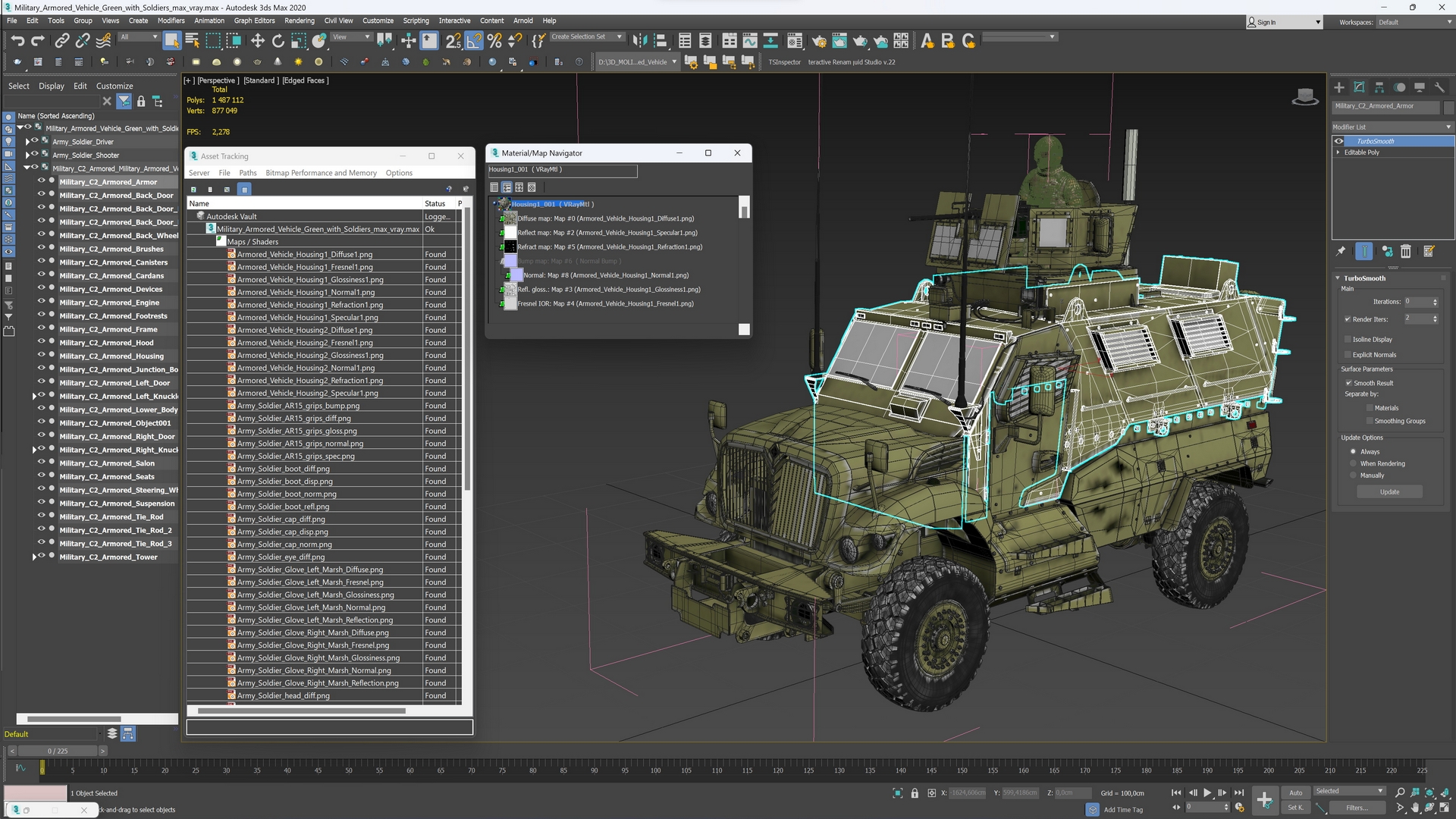 Military Armored Vehicle Green with Soldiers 3D model