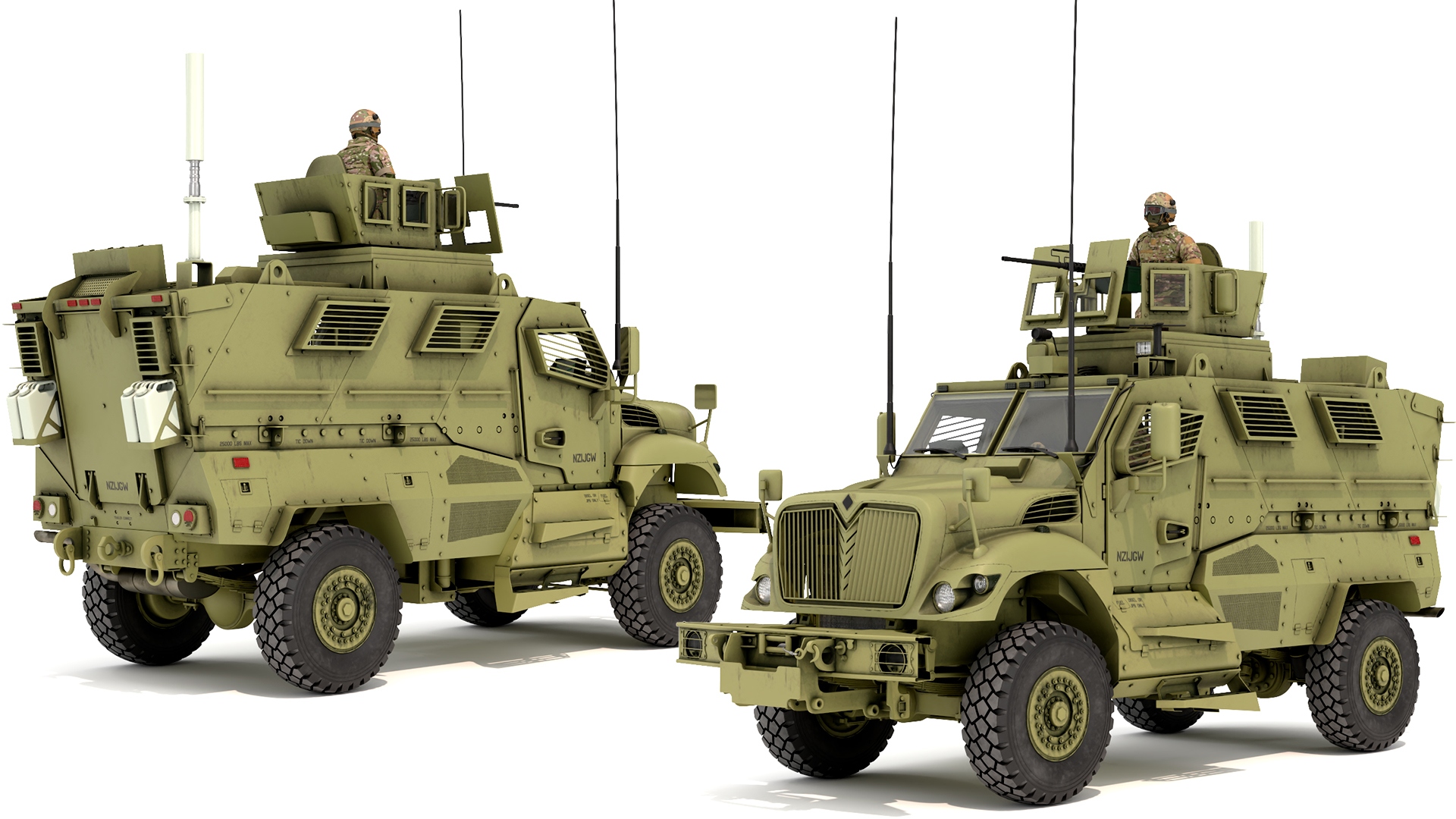 Military Armored Vehicle Green with Soldiers 3D model