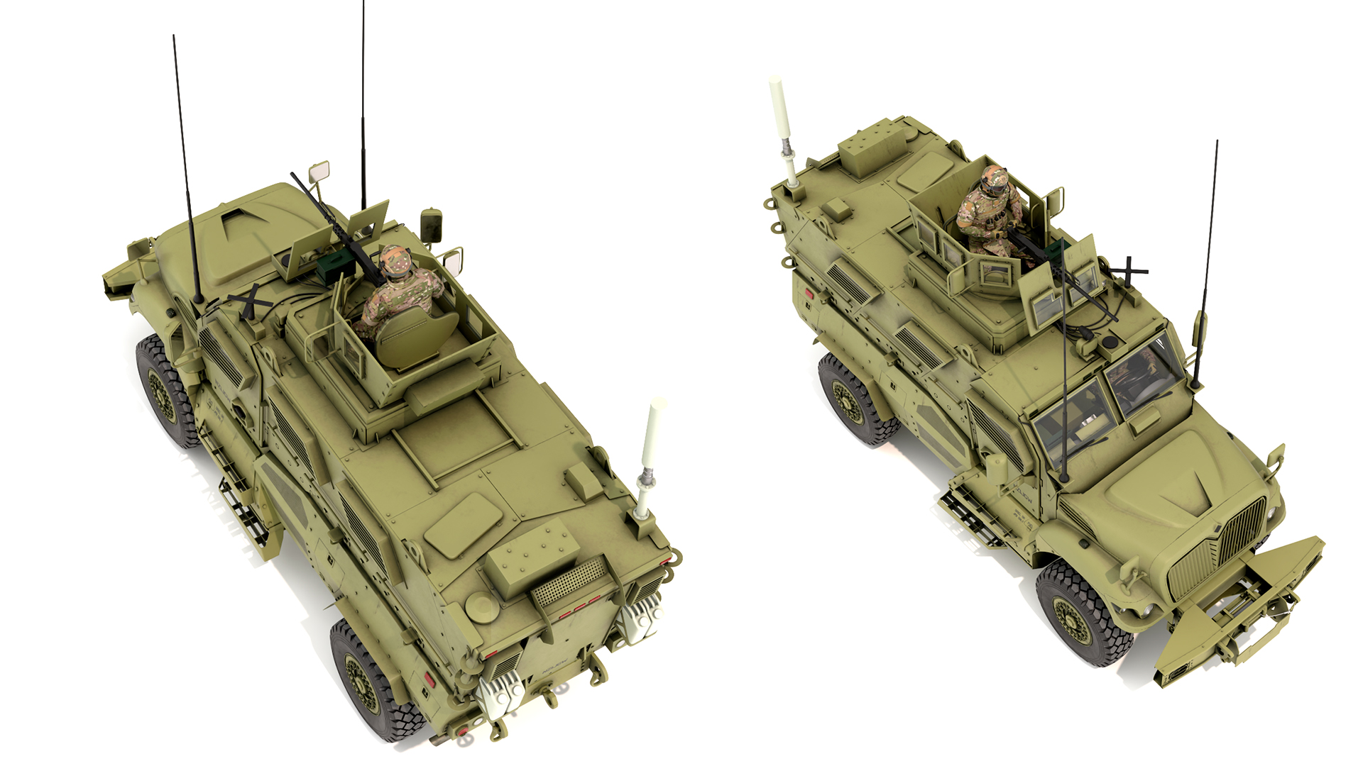 Military Armored Vehicle Green with Soldiers 3D model