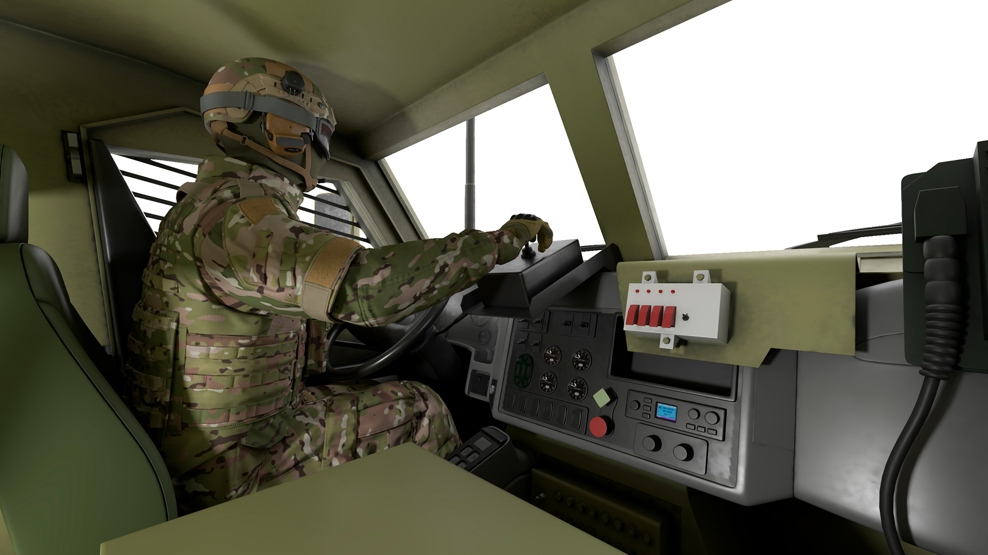 Military Armored Vehicle Green with Soldiers 3D model