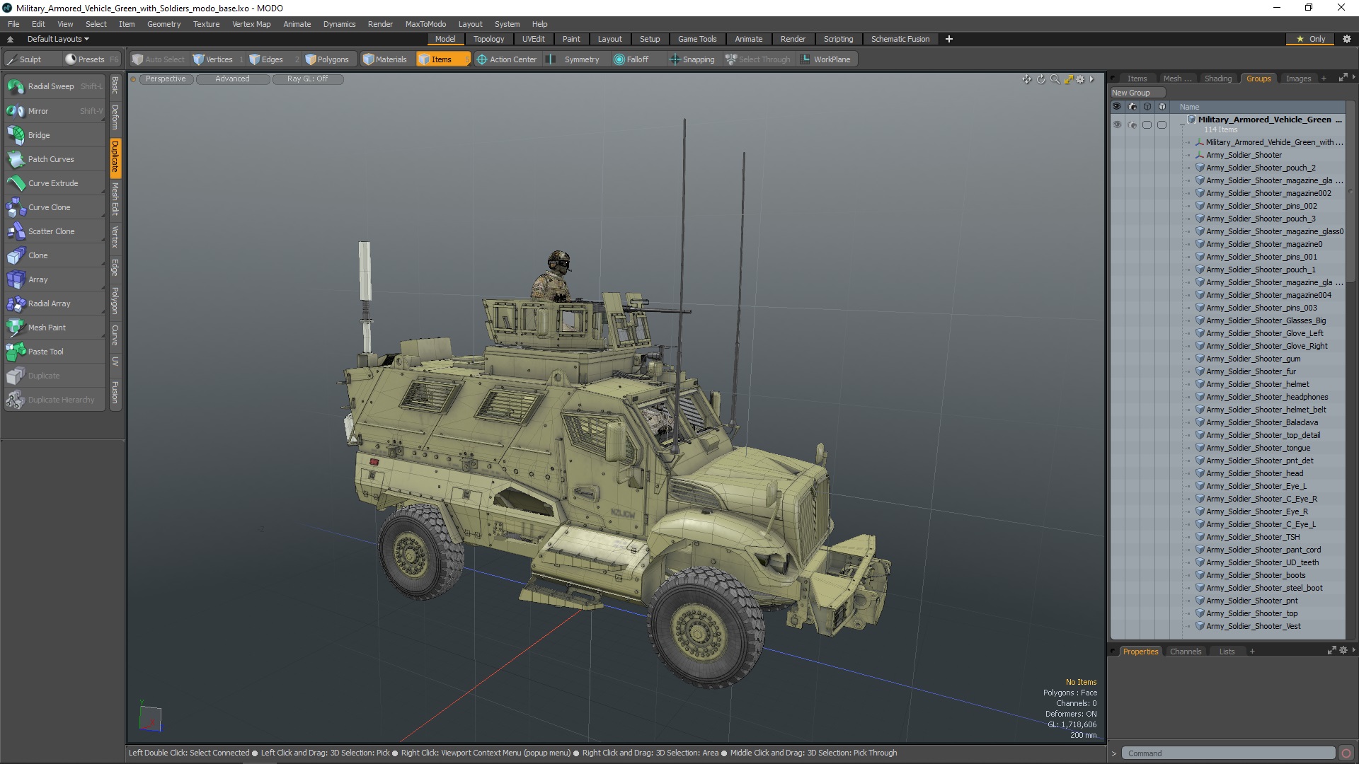 Military Armored Vehicle Green with Soldiers 3D model