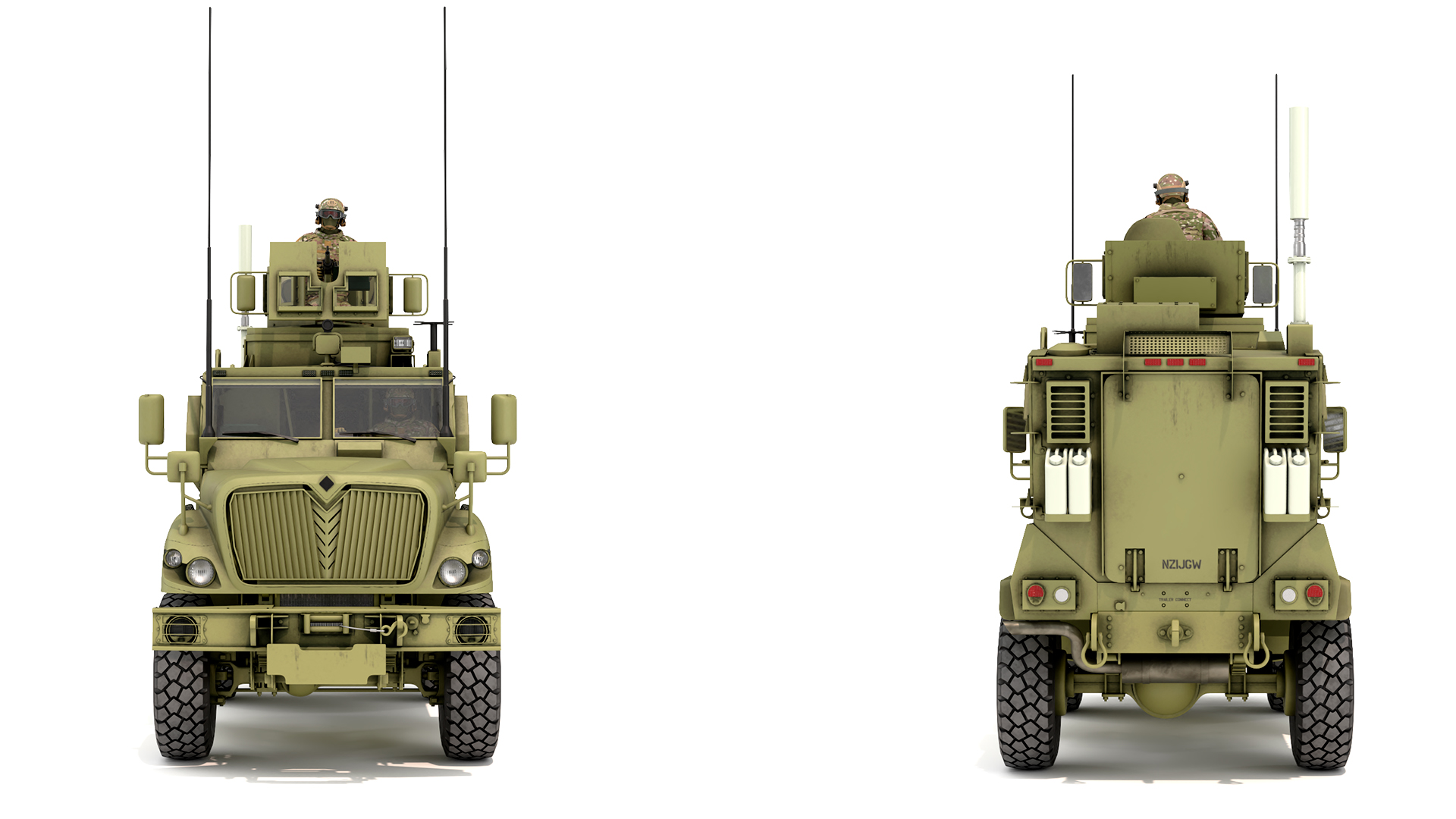 Military Armored Vehicle Green with Soldiers 3D model