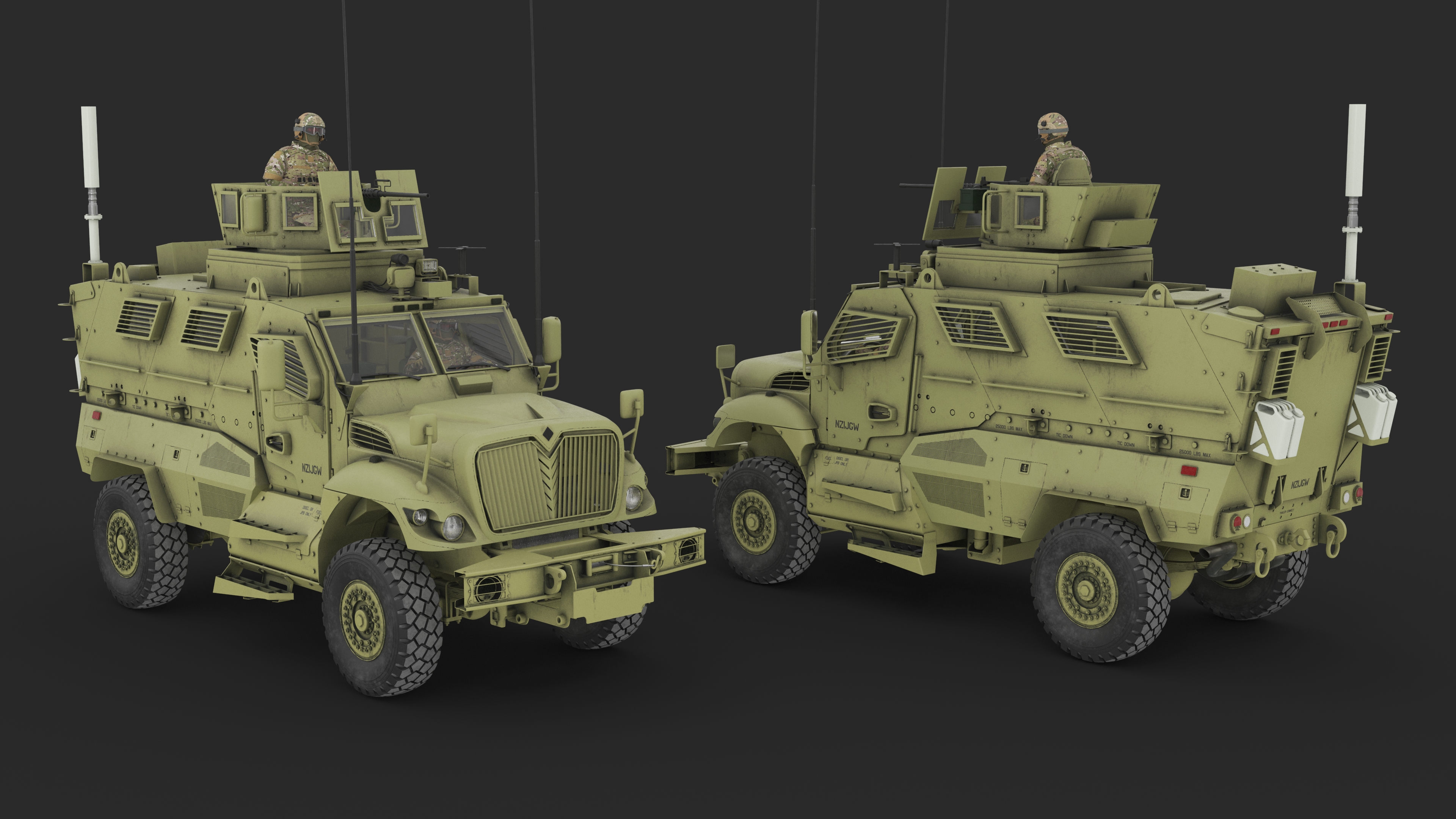 Military Armored Vehicle Green with Soldiers 3D model