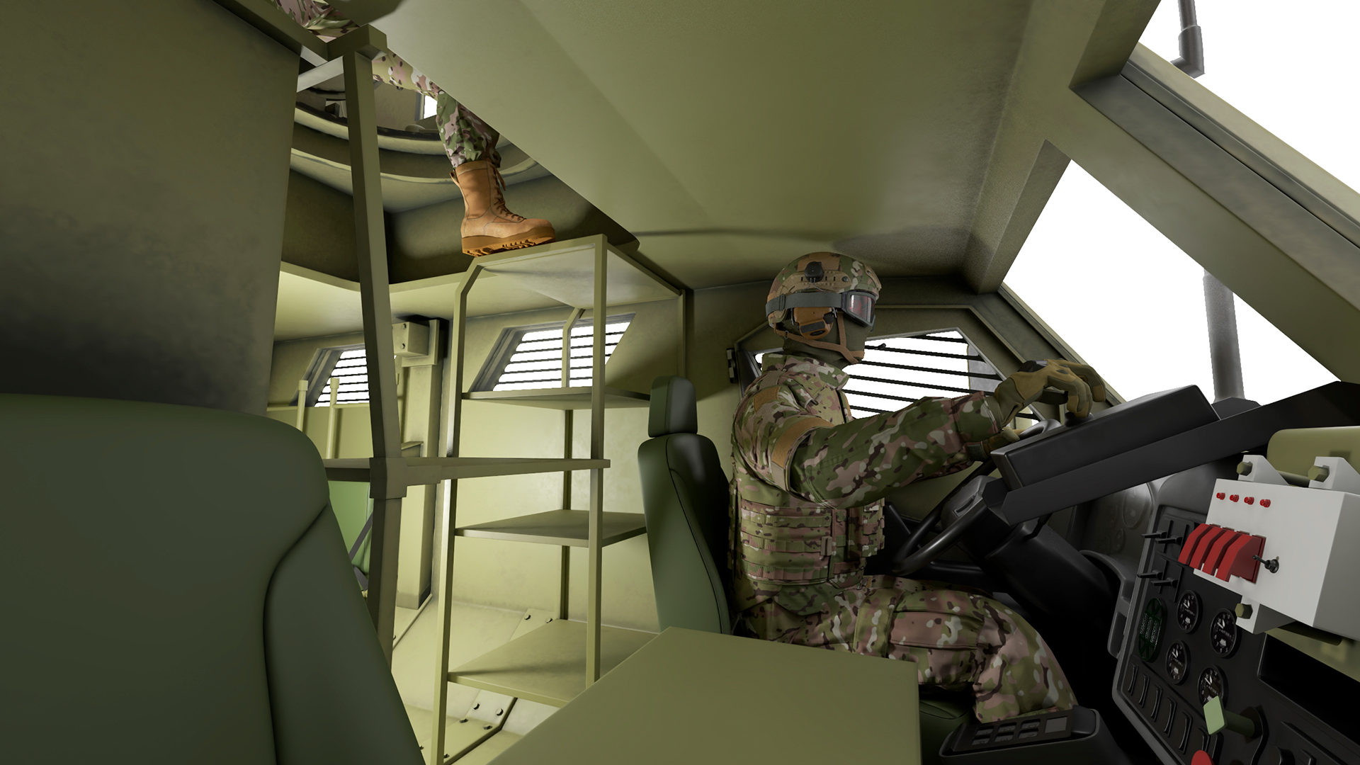 Military Armored Vehicle Green with Soldiers 3D model