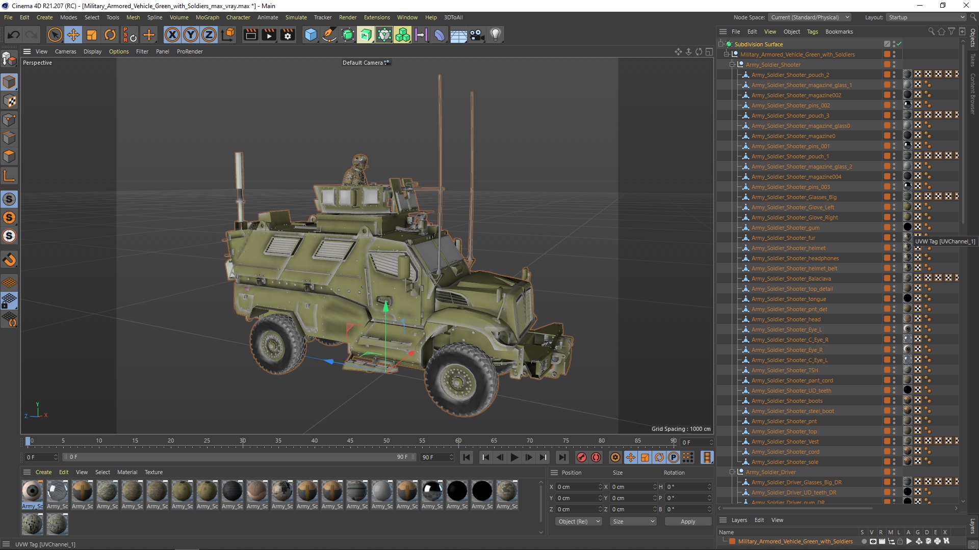 Military Armored Vehicle Green with Soldiers 3D model