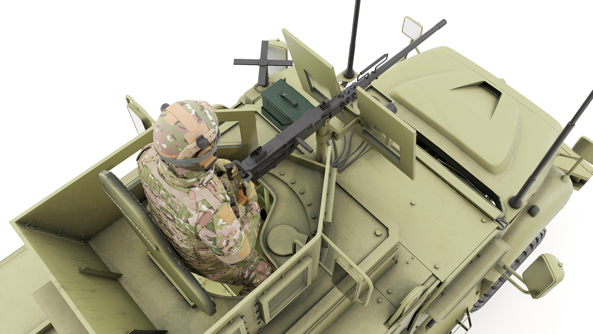 Military Armored Vehicle Green with Soldiers 3D model