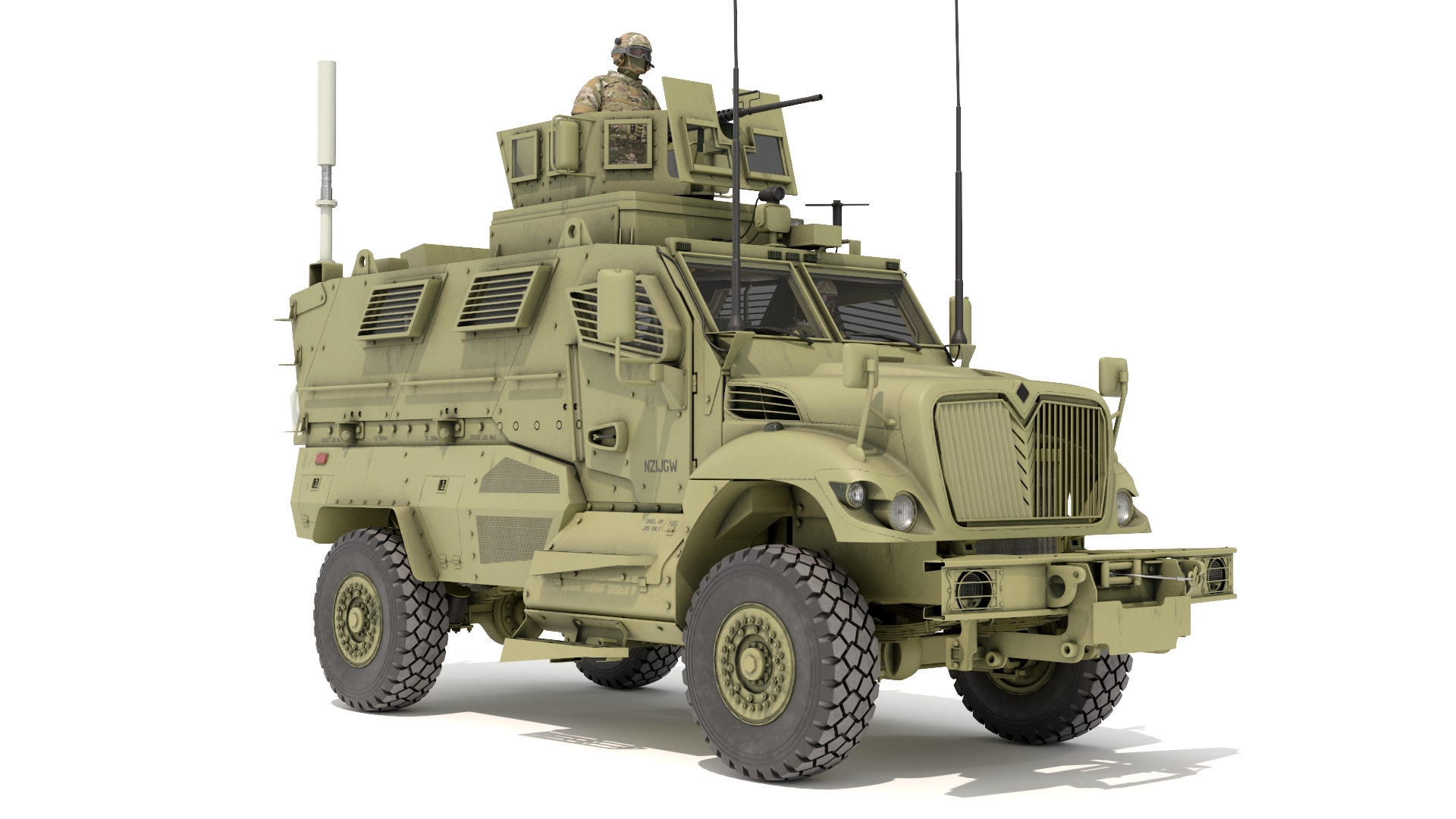 Military Armored Vehicle Green with Soldiers 3D model