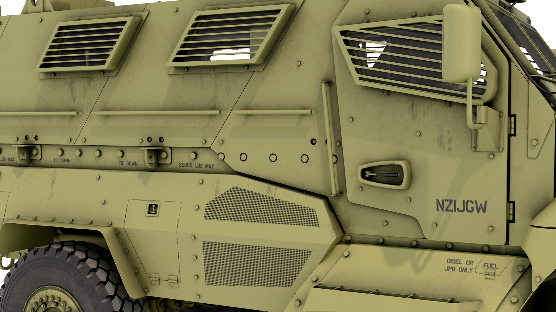 Military Armored Vehicle Green with Soldiers 3D model
