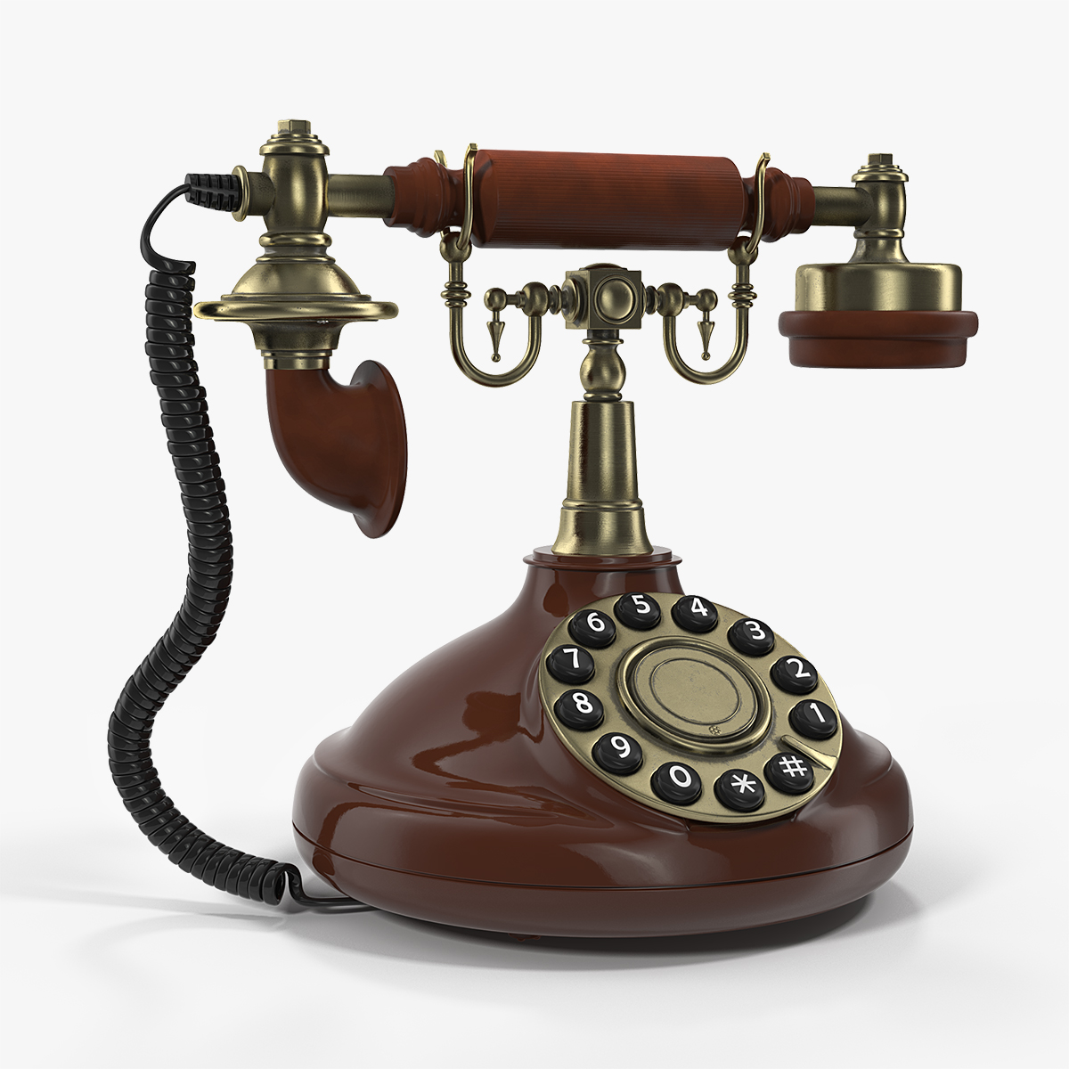 Old Telephone With Rotary Dial 3D Model, view 3