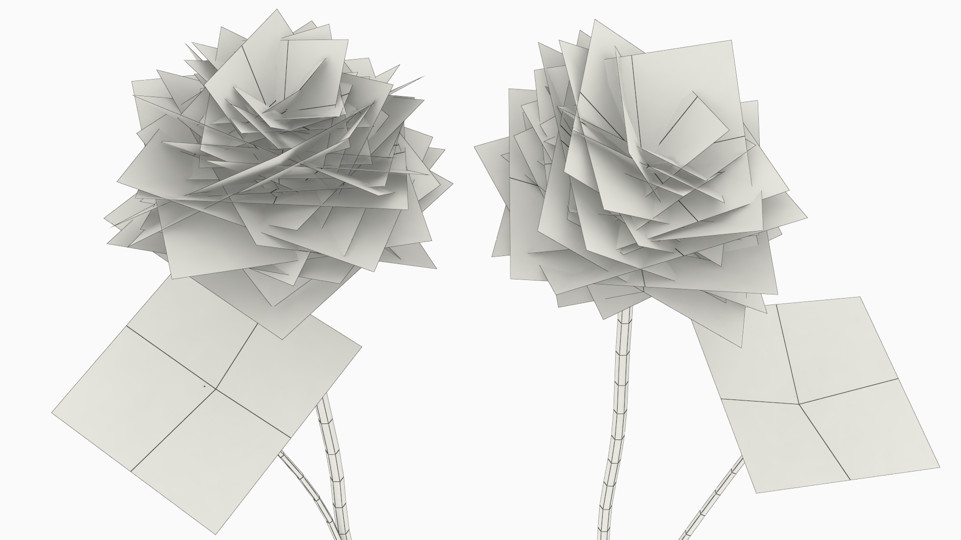 Low Poly Clover Flowers with Leaves Pink White, view 7