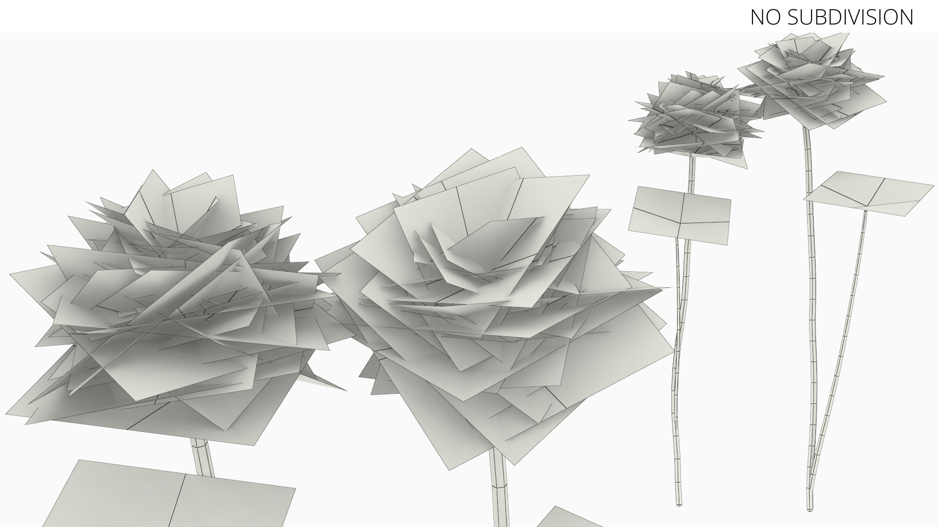 Low Poly Clover Flowers with Leaves Pink White, view 6