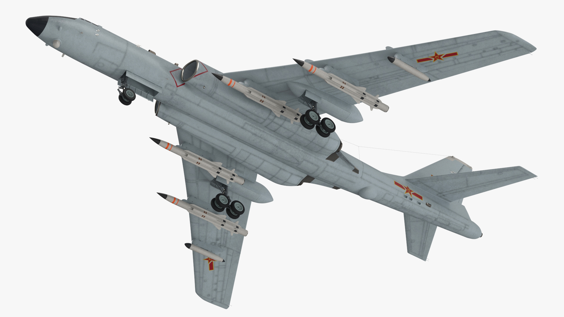 3D model Xian H-6 China Strategic Bomber with Weapon Maritime Strike Rigged for Cinema 4D
