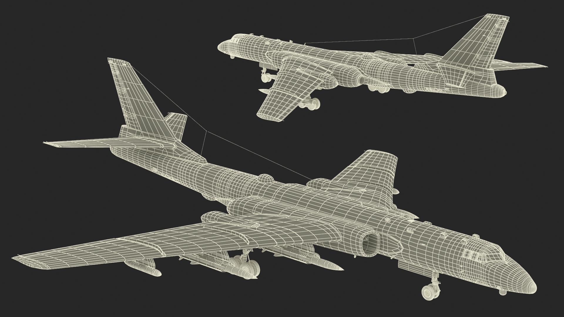 3D model Xian H-6 China Strategic Bomber with Weapon Maritime Strike Rigged for Cinema 4D