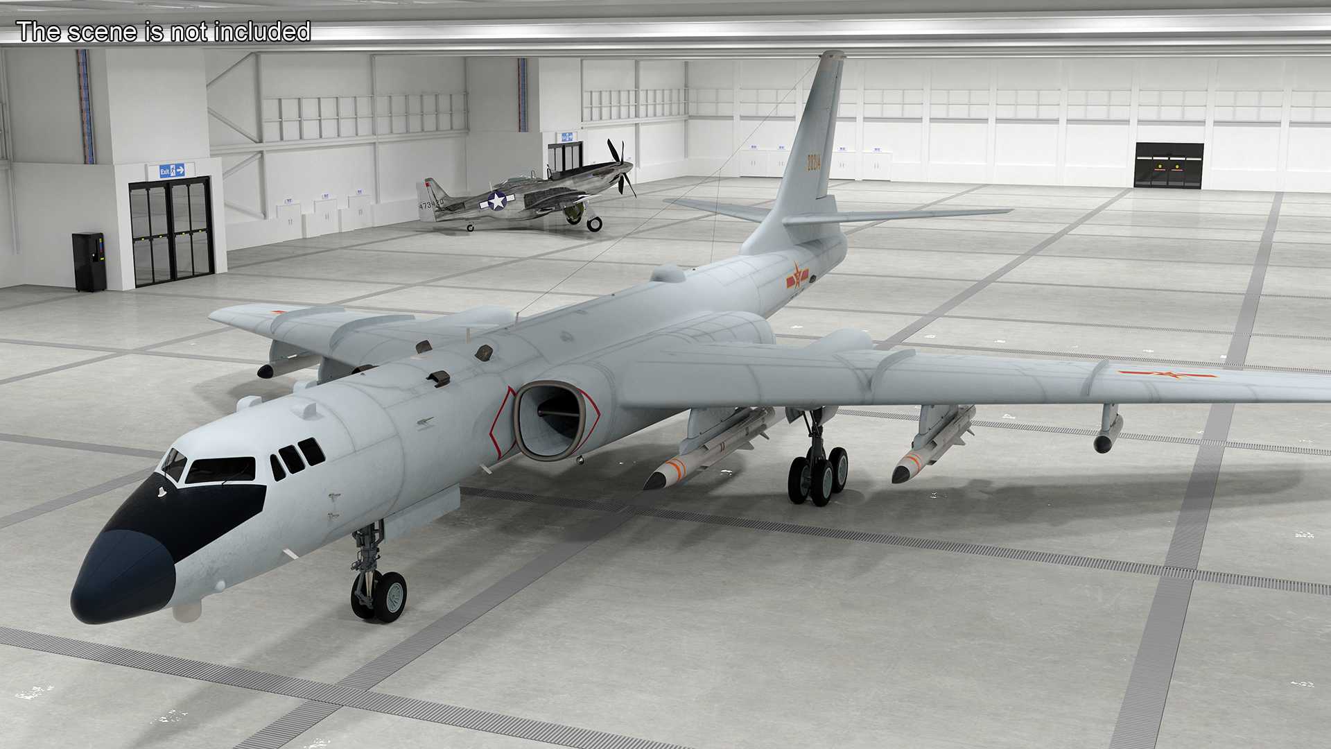 3D model Xian H-6 China Strategic Bomber with Weapon Maritime Strike Rigged for Cinema 4D