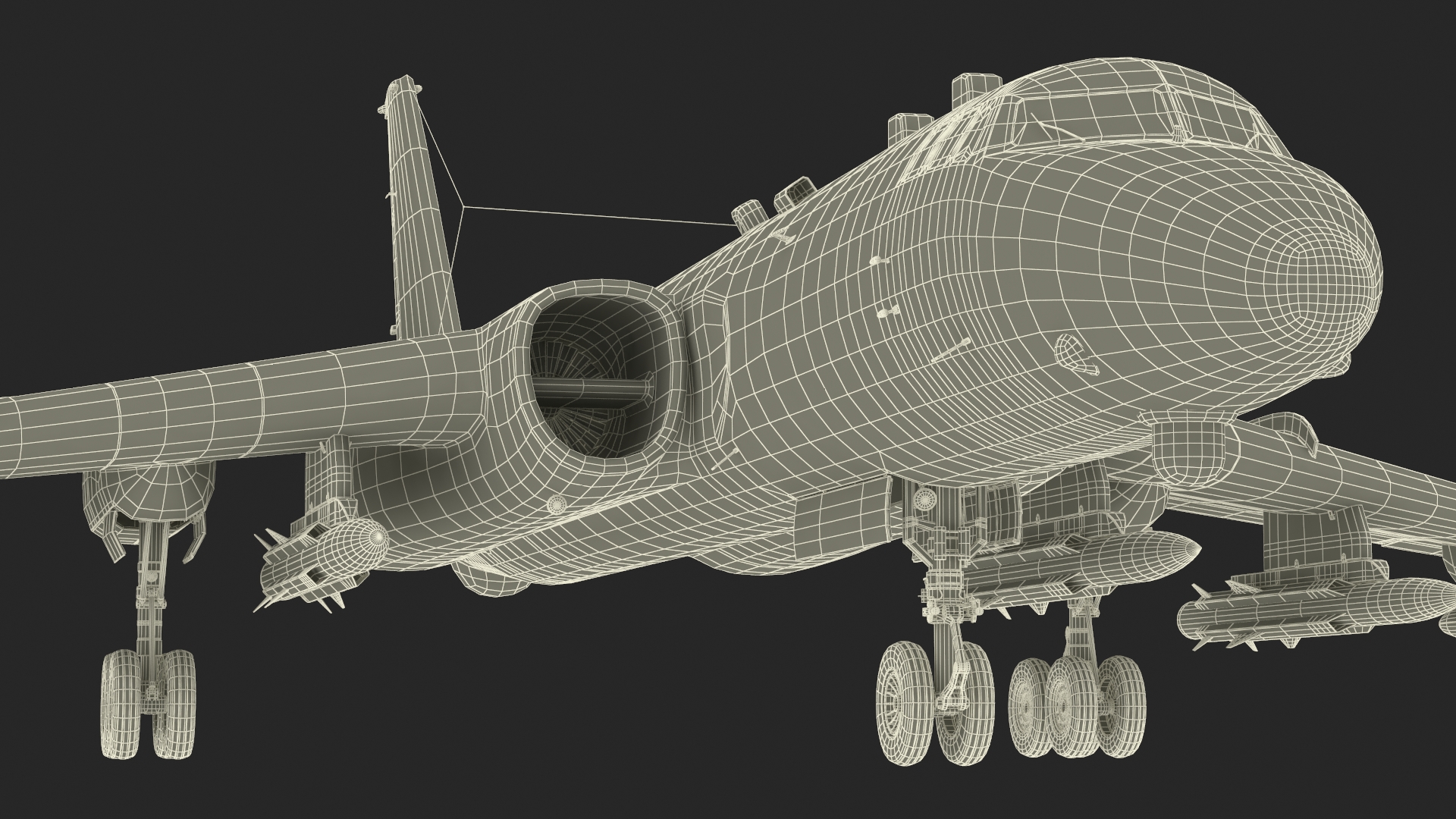 3D model Xian H-6 China Strategic Bomber with Weapon Maritime Strike Rigged for Cinema 4D