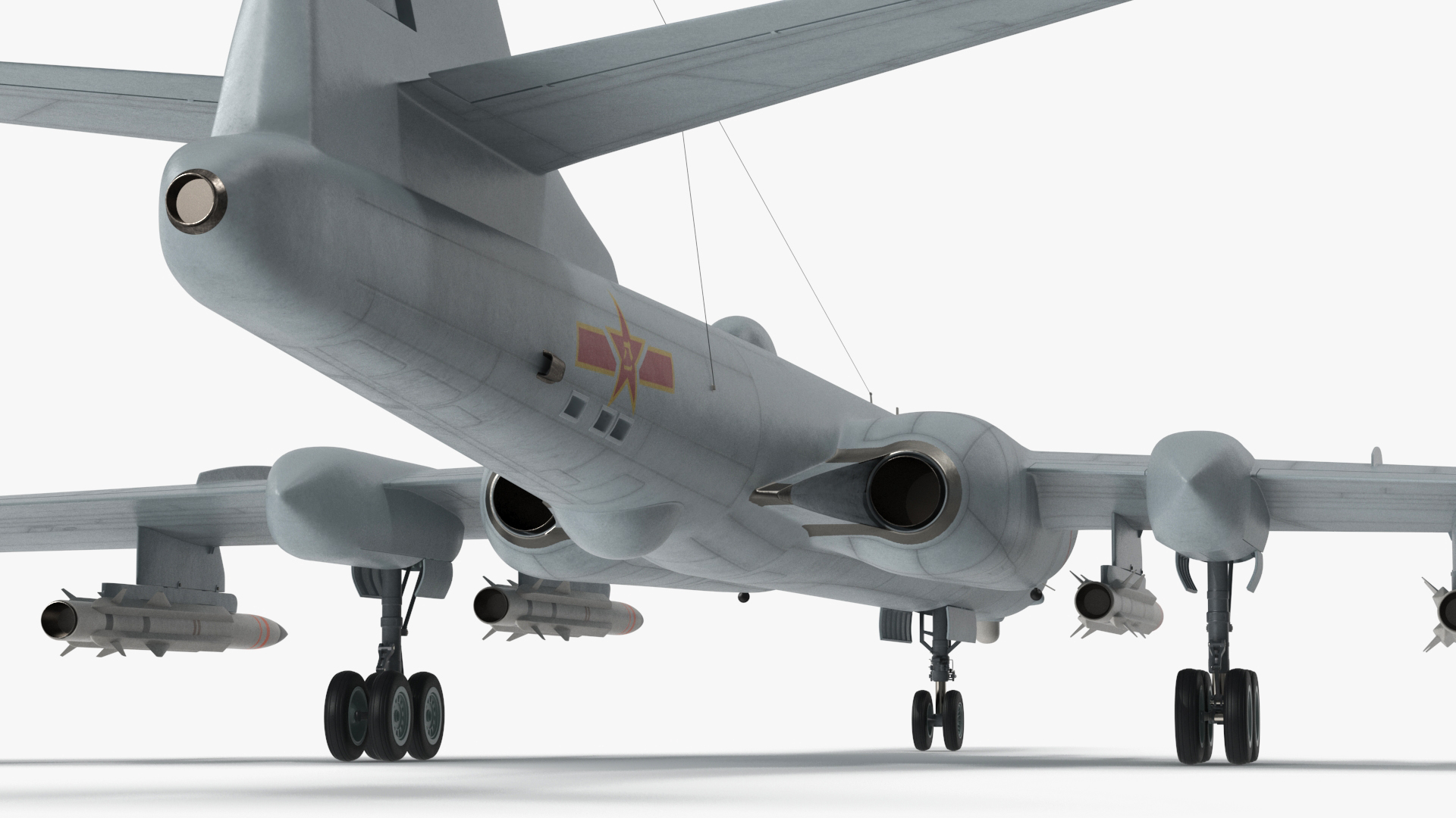 3D model Xian H-6 China Strategic Bomber with Weapon Maritime Strike Rigged for Cinema 4D