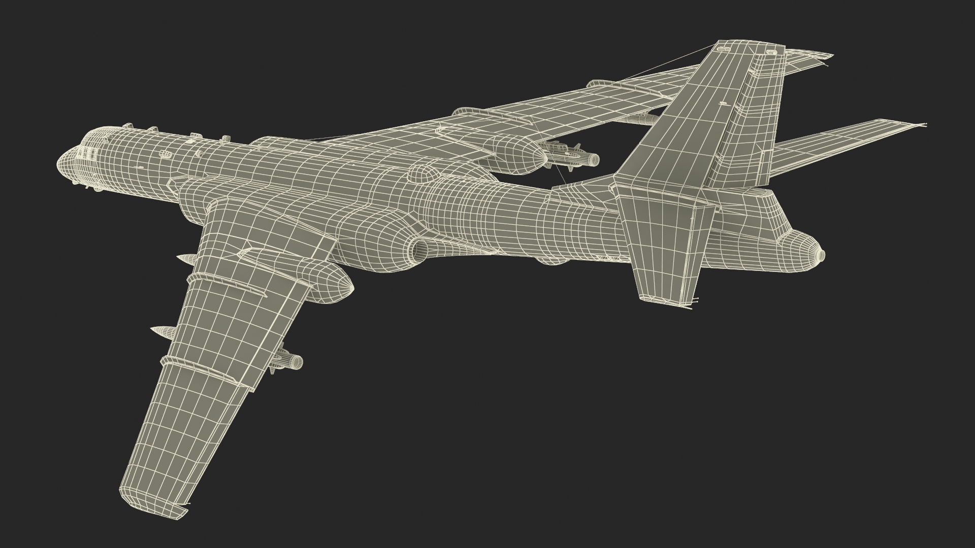 3D model Xian H-6 China Strategic Bomber with Weapon Maritime Strike Rigged for Cinema 4D