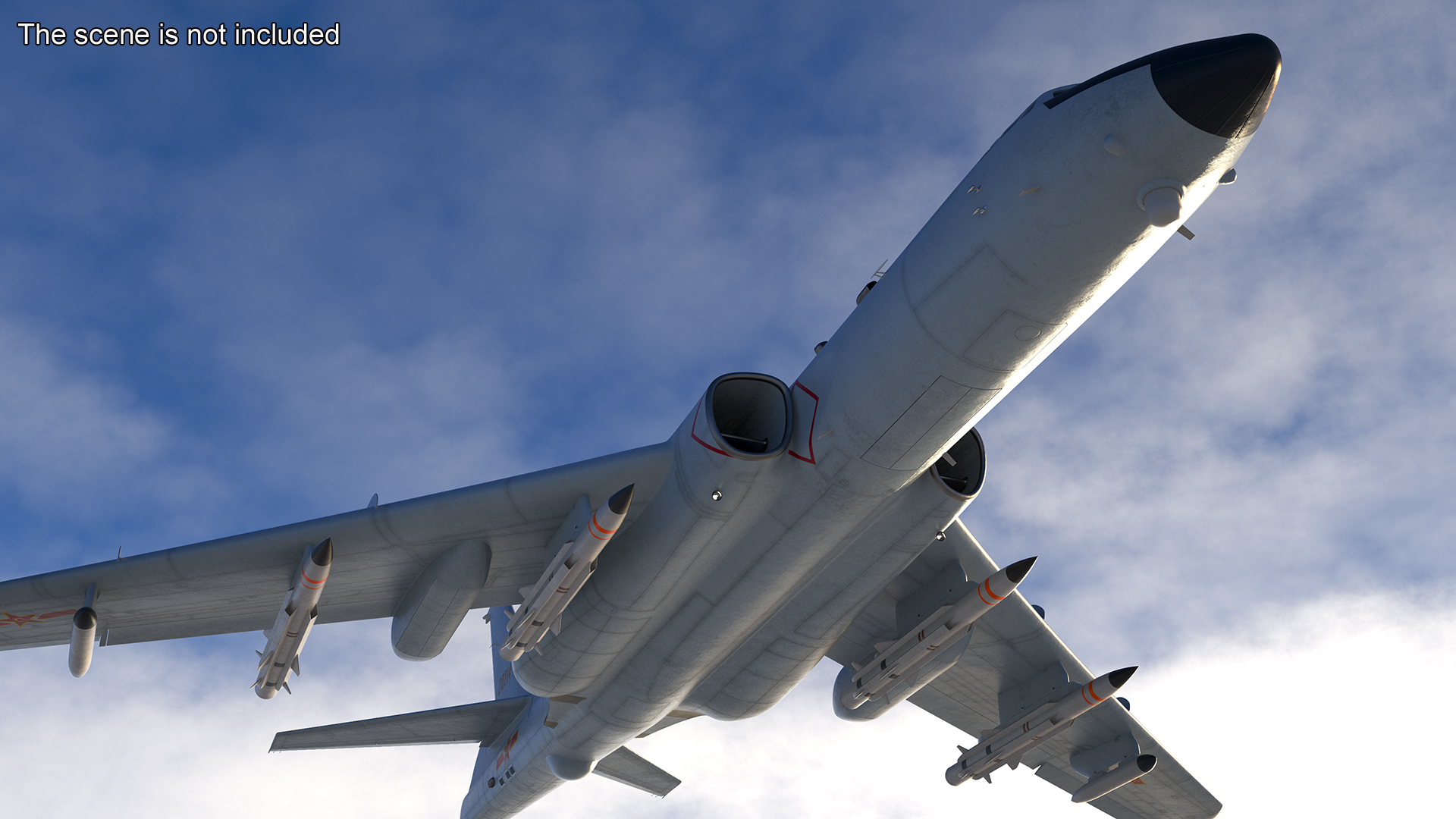 3D model Xian H-6 China Strategic Bomber with Weapon Maritime Strike Rigged for Cinema 4D