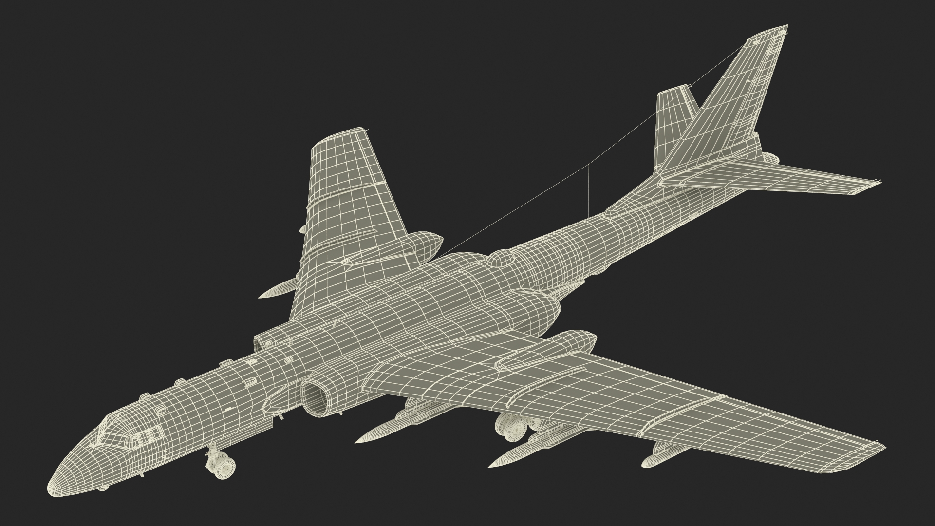 3D model Xian H-6 China Strategic Bomber with Weapon Maritime Strike Rigged for Cinema 4D