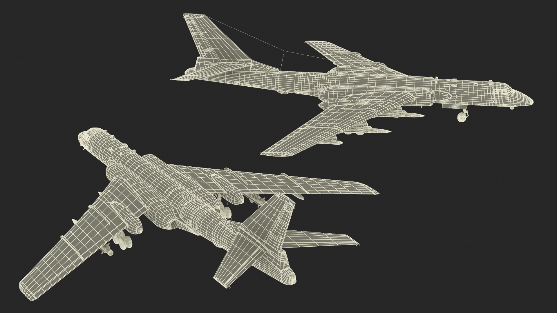 3D model Xian H-6 China Strategic Bomber with Weapon Maritime Strike Rigged for Cinema 4D